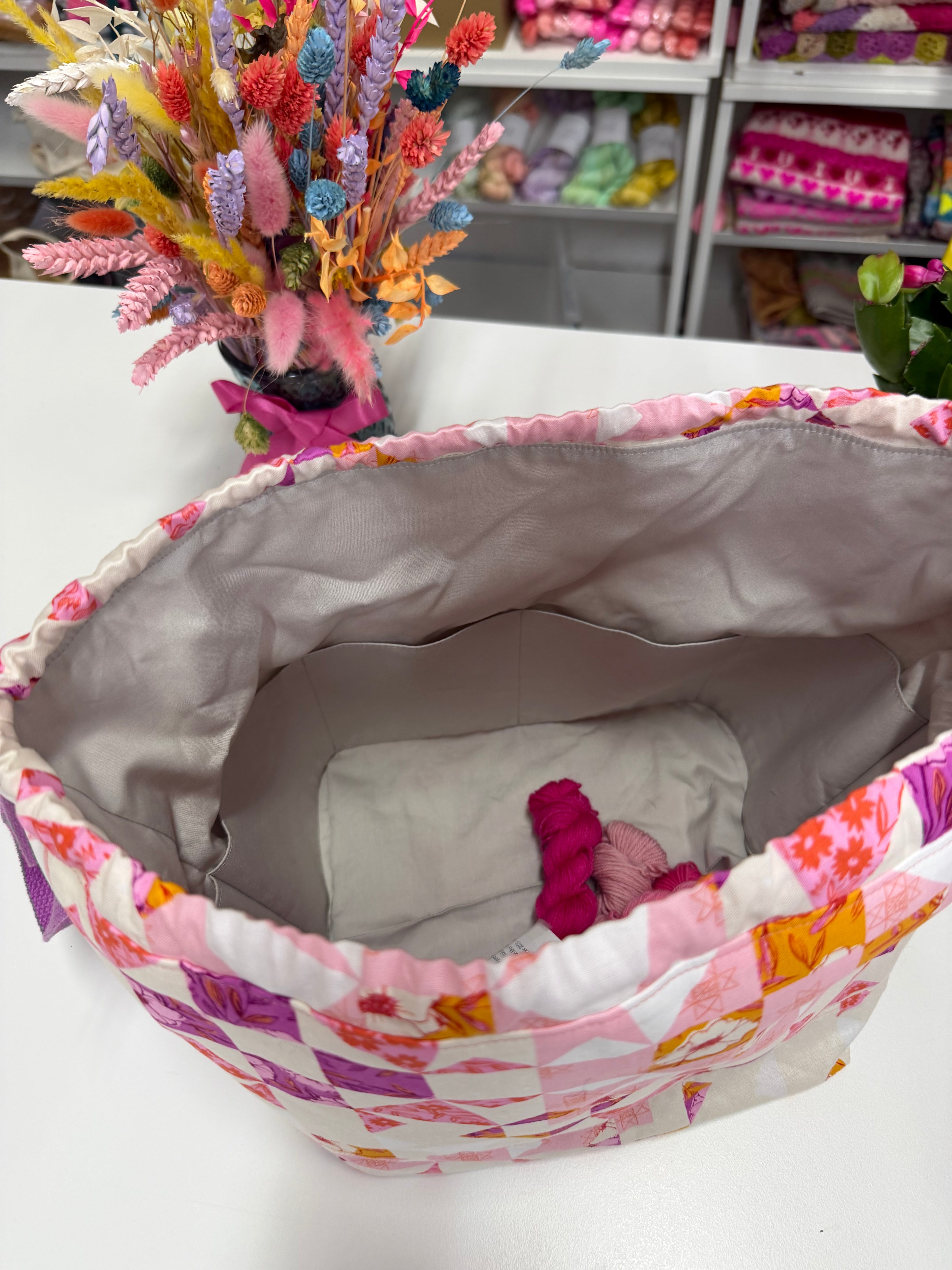 READY TO SHIP - Project Bag Style 01 - Floral Quilted Star