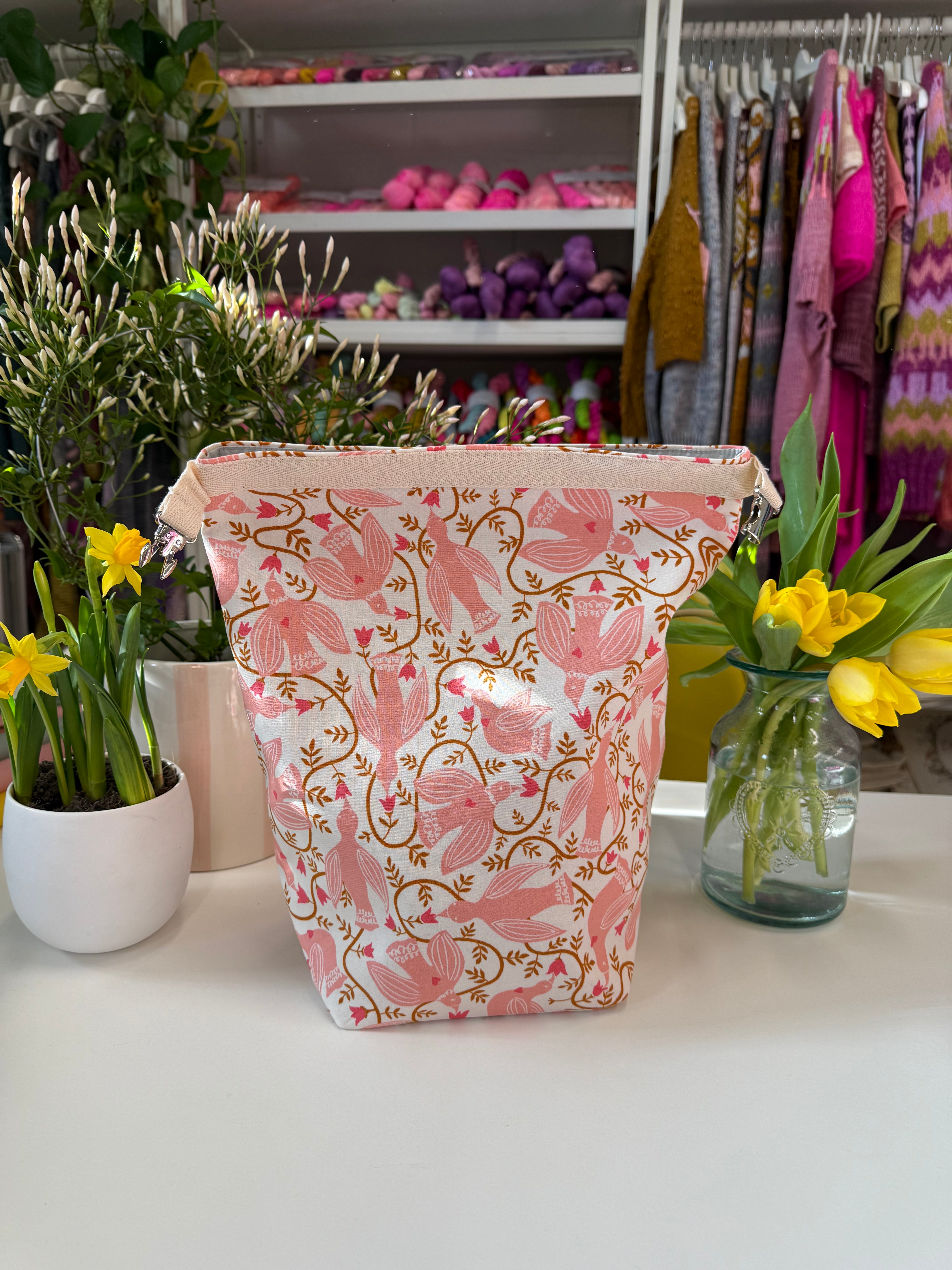 Made to order - Project Bag Style 04 - Roll Top - Folk Birds