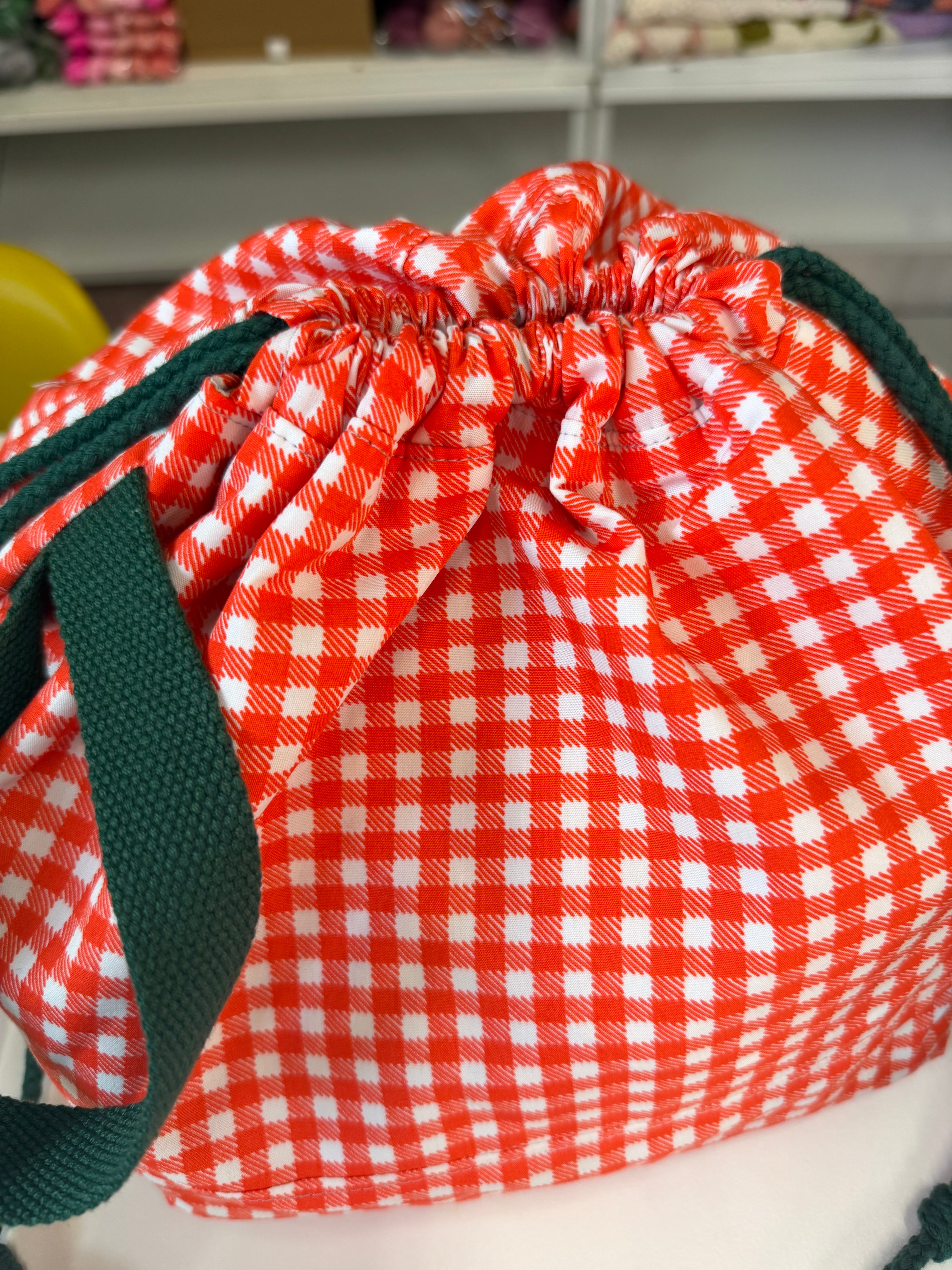PREORDER - Project Bag Style 01 - Red Gingham Christmas Project Bag