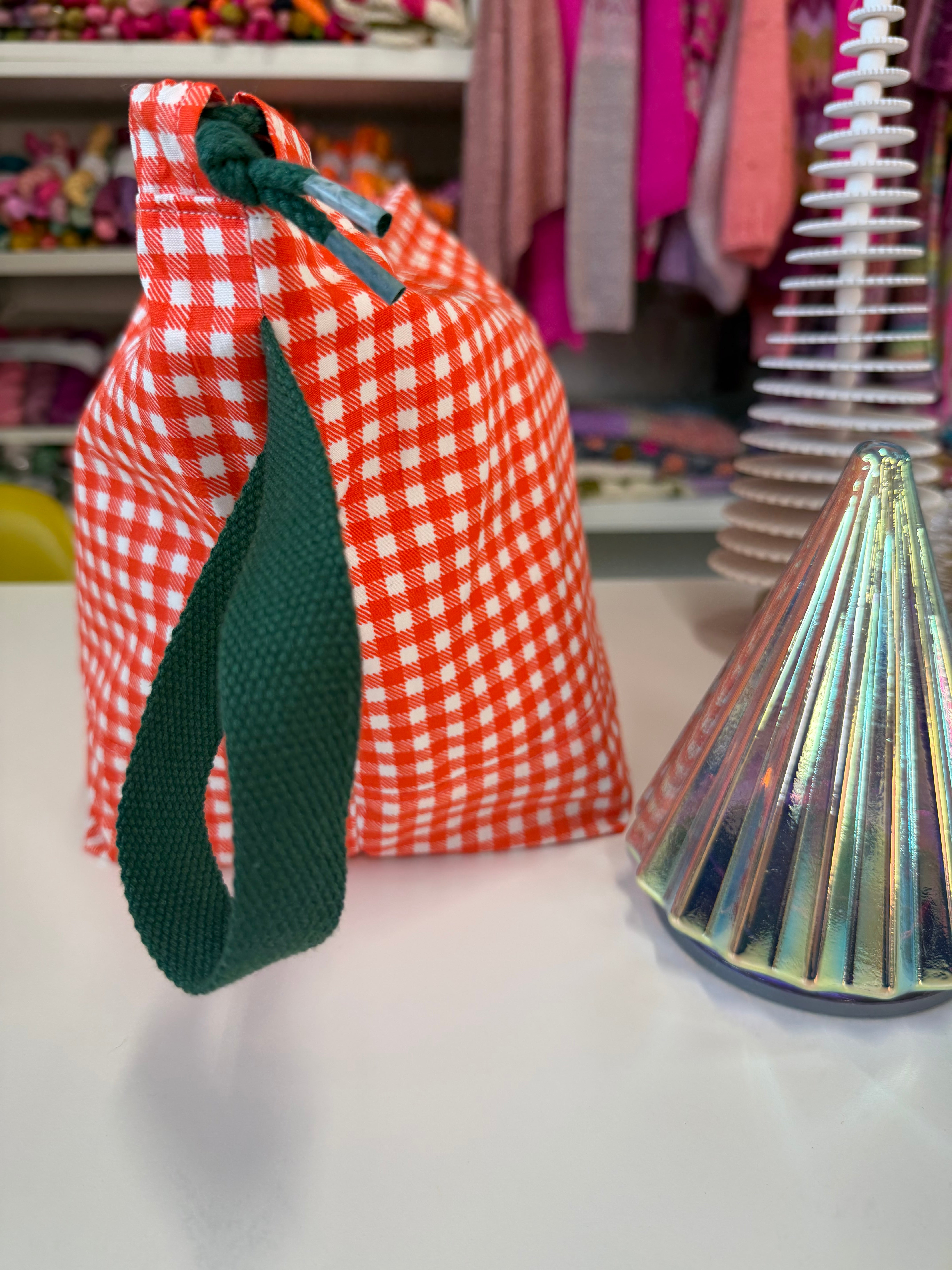 PREORDER - Project Bag Style 01 - Red Gingham Christmas Project Bag