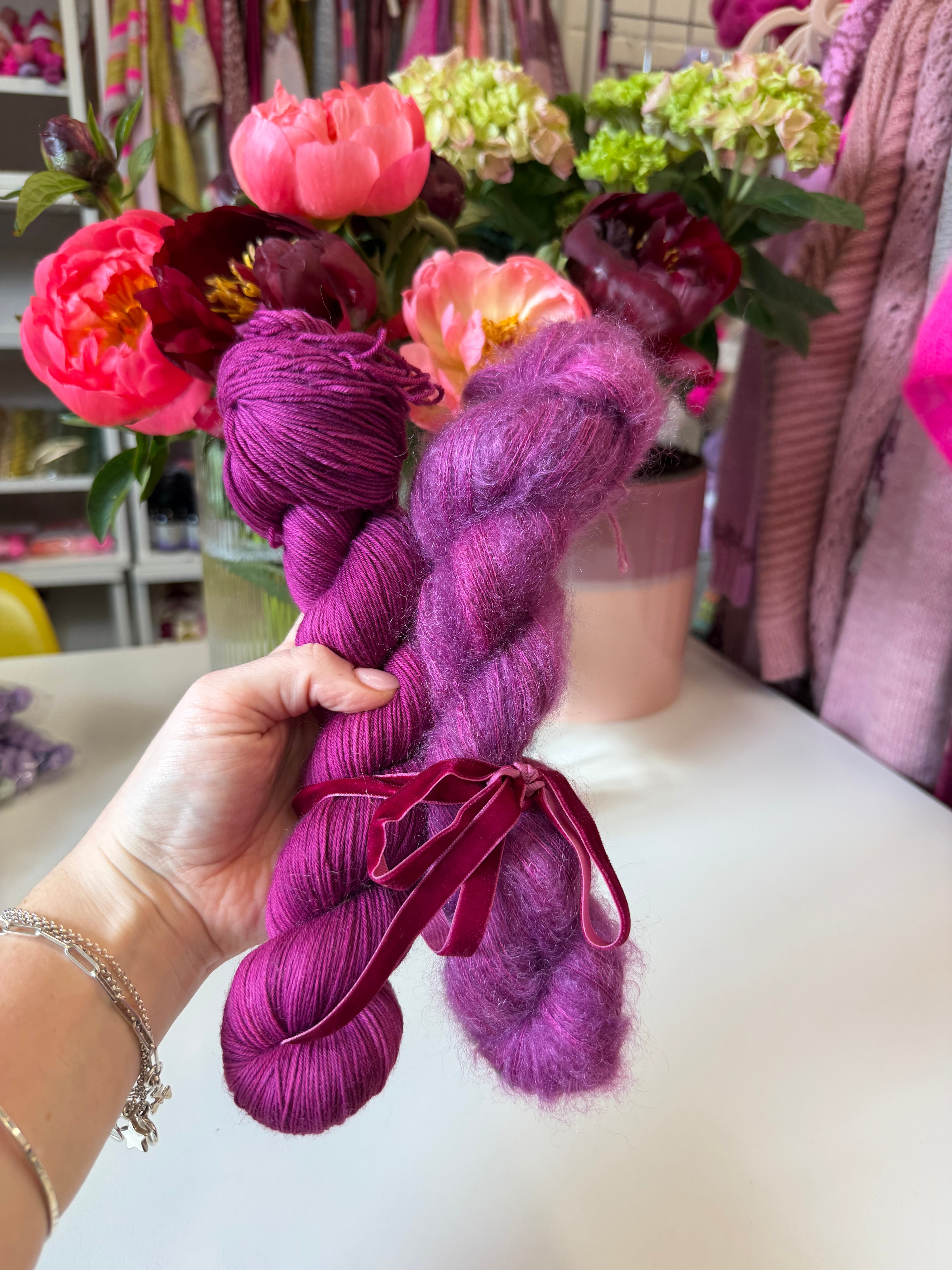 READY TO SHIP - Mohair & Merino Bundle - Hellebore Burgundy