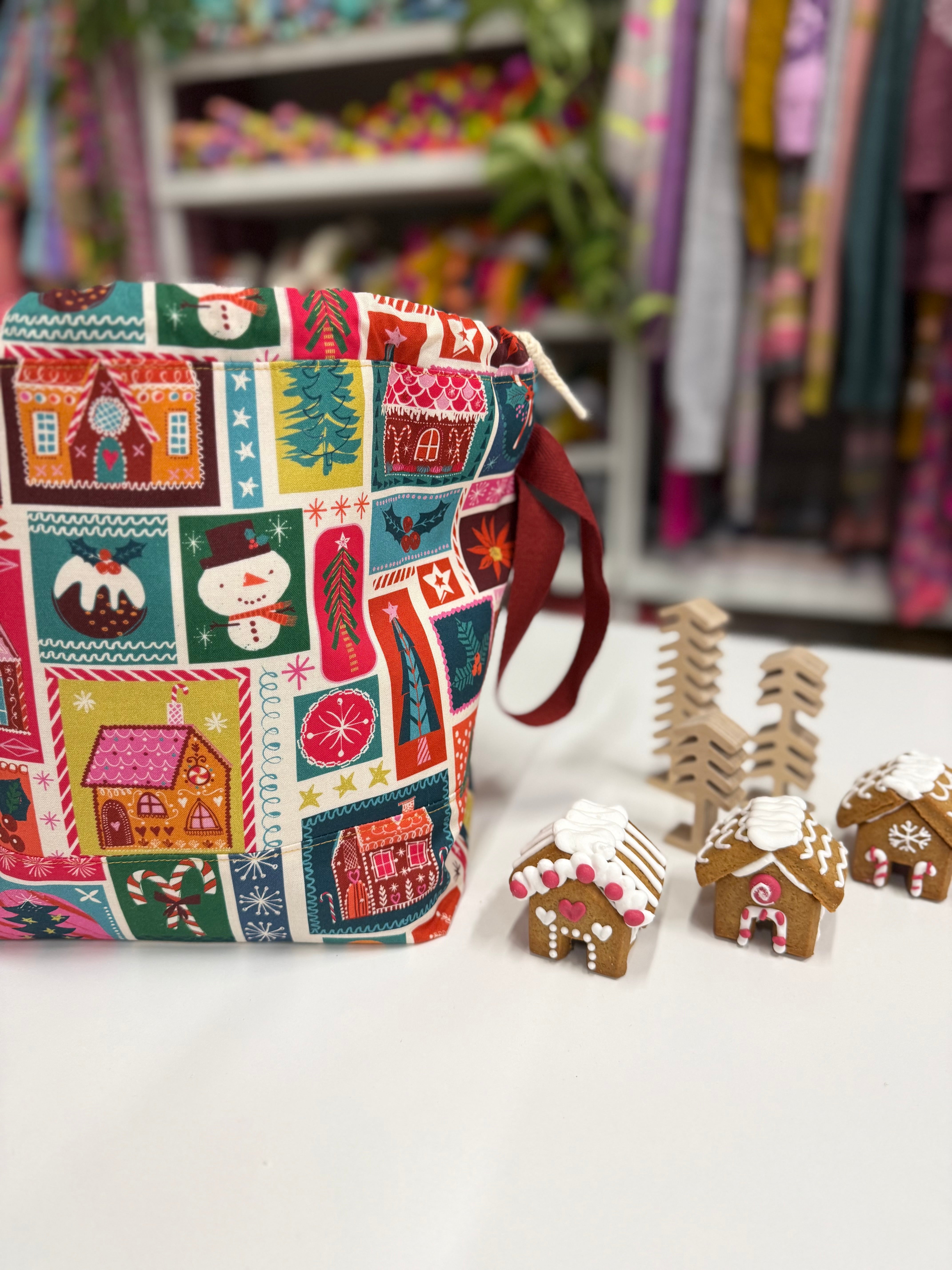 Made to order - Project Bag Style 01 - Festive Patchwork Gingerbread house