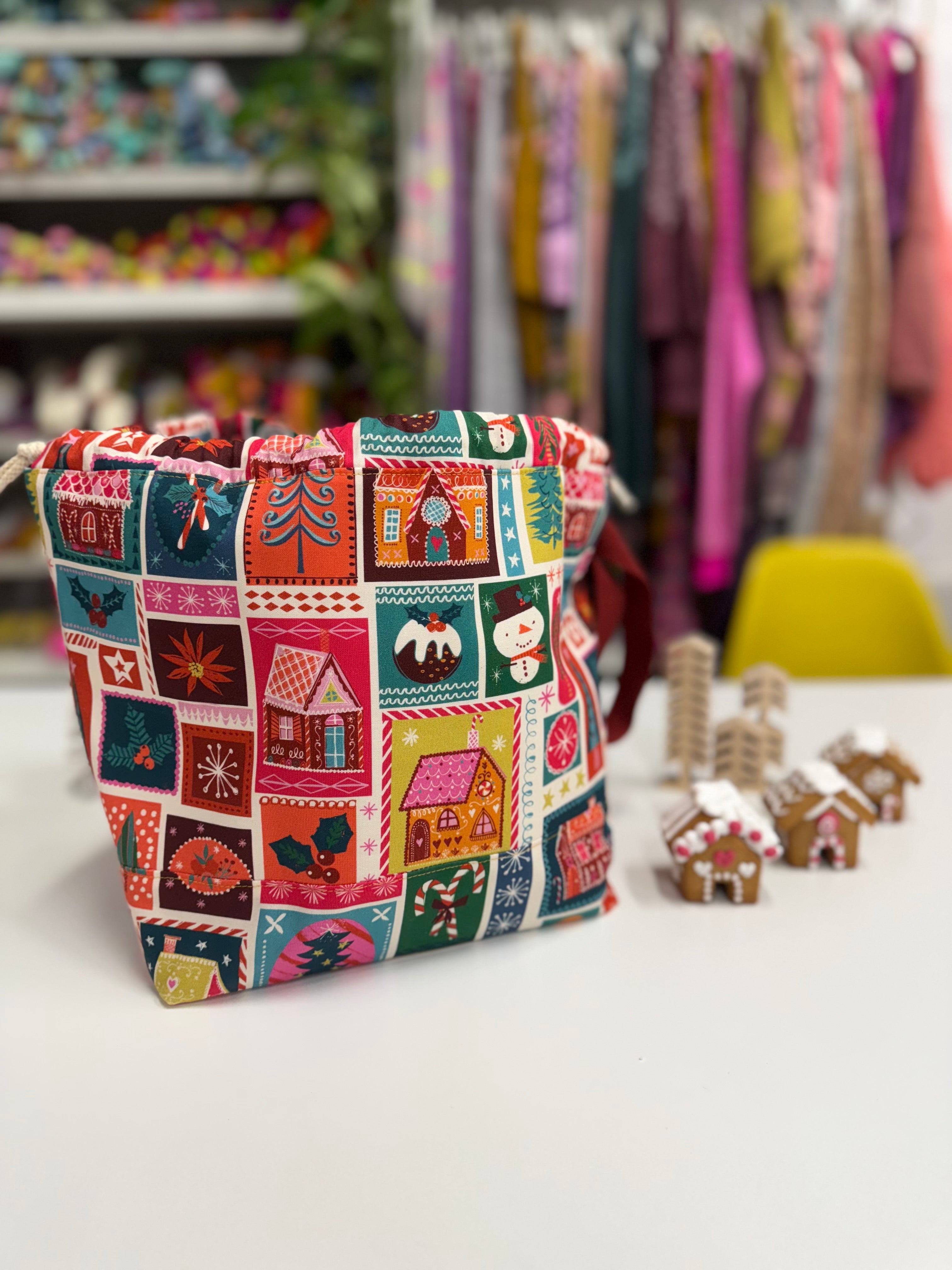 Made to order - Project Bag Style 01 - Festive Patchwork Gingerbread house