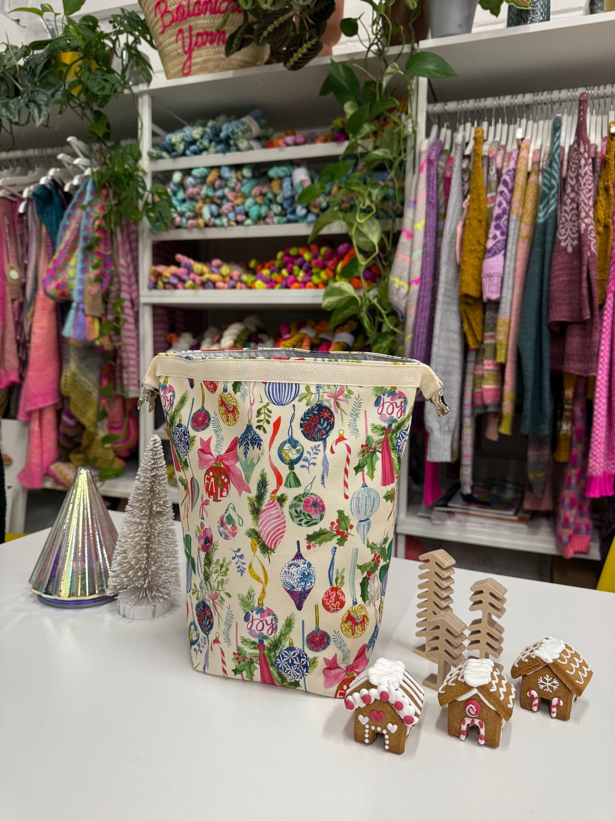 Project Bag Style 04 Roll Top Festive watercolour baubles