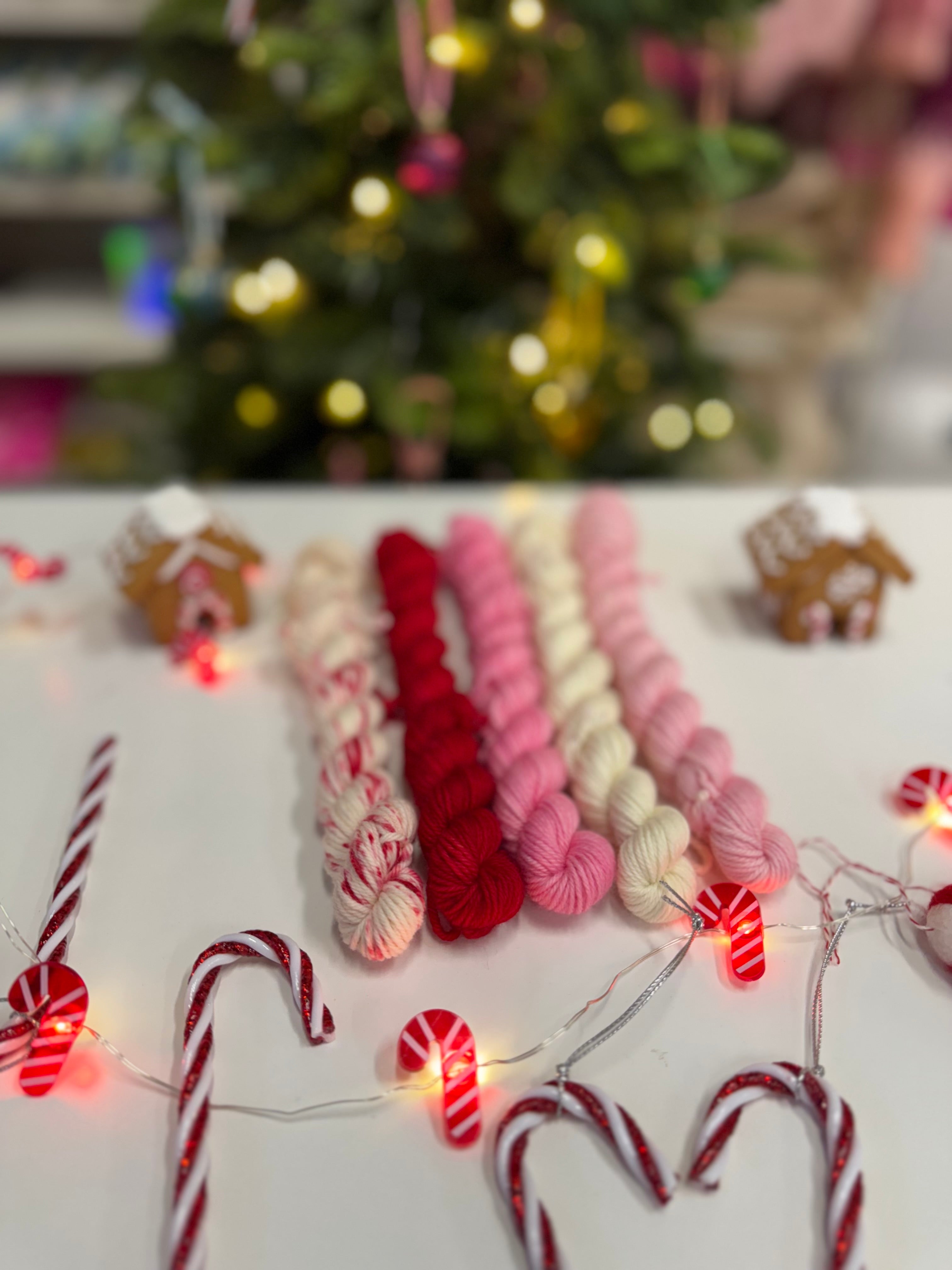 READY TO SHIP - Candy Cane Mini Skein Set