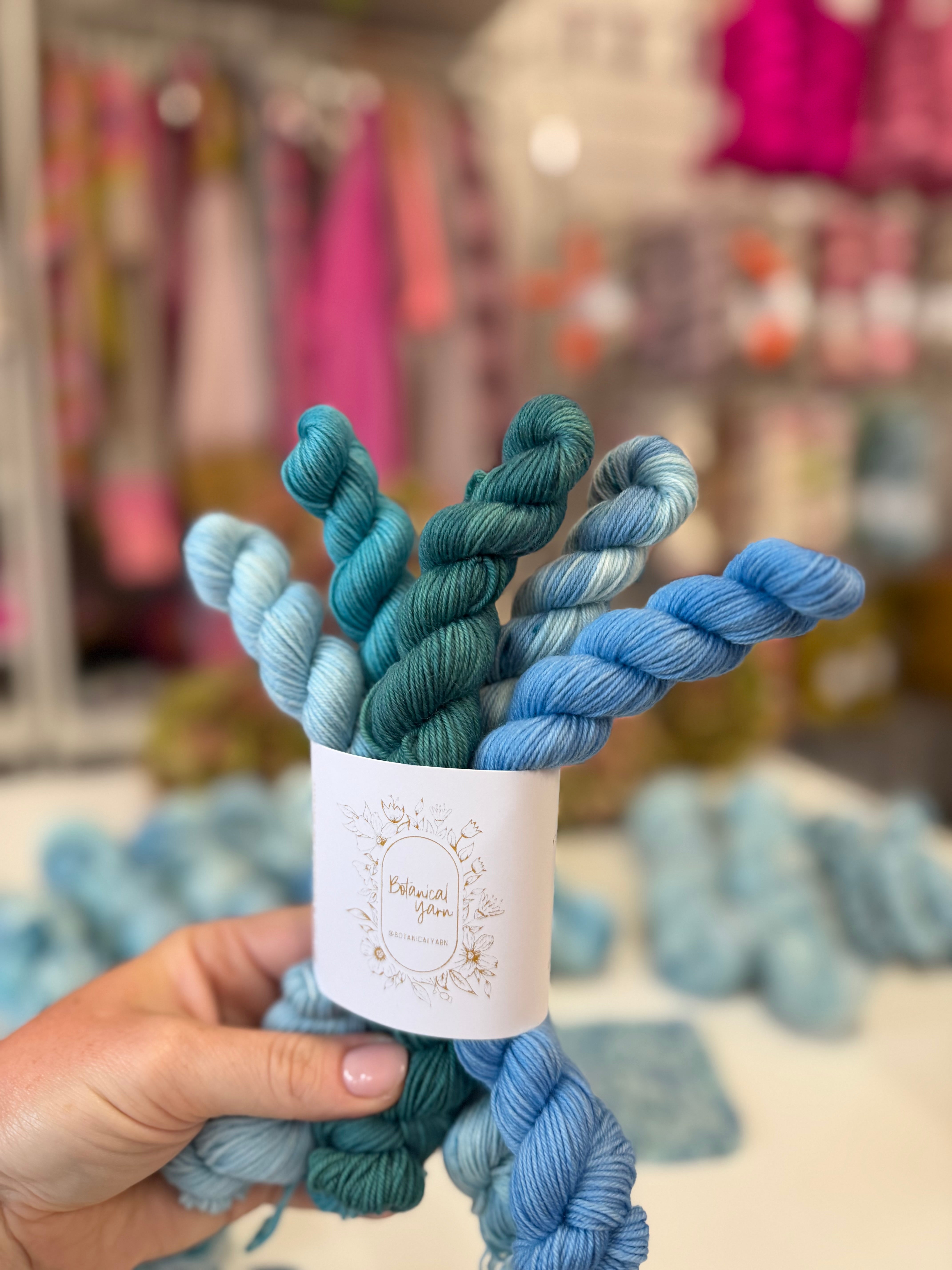 Ready to ship - Blue Hydrangea 5 x 20g Mini skein set