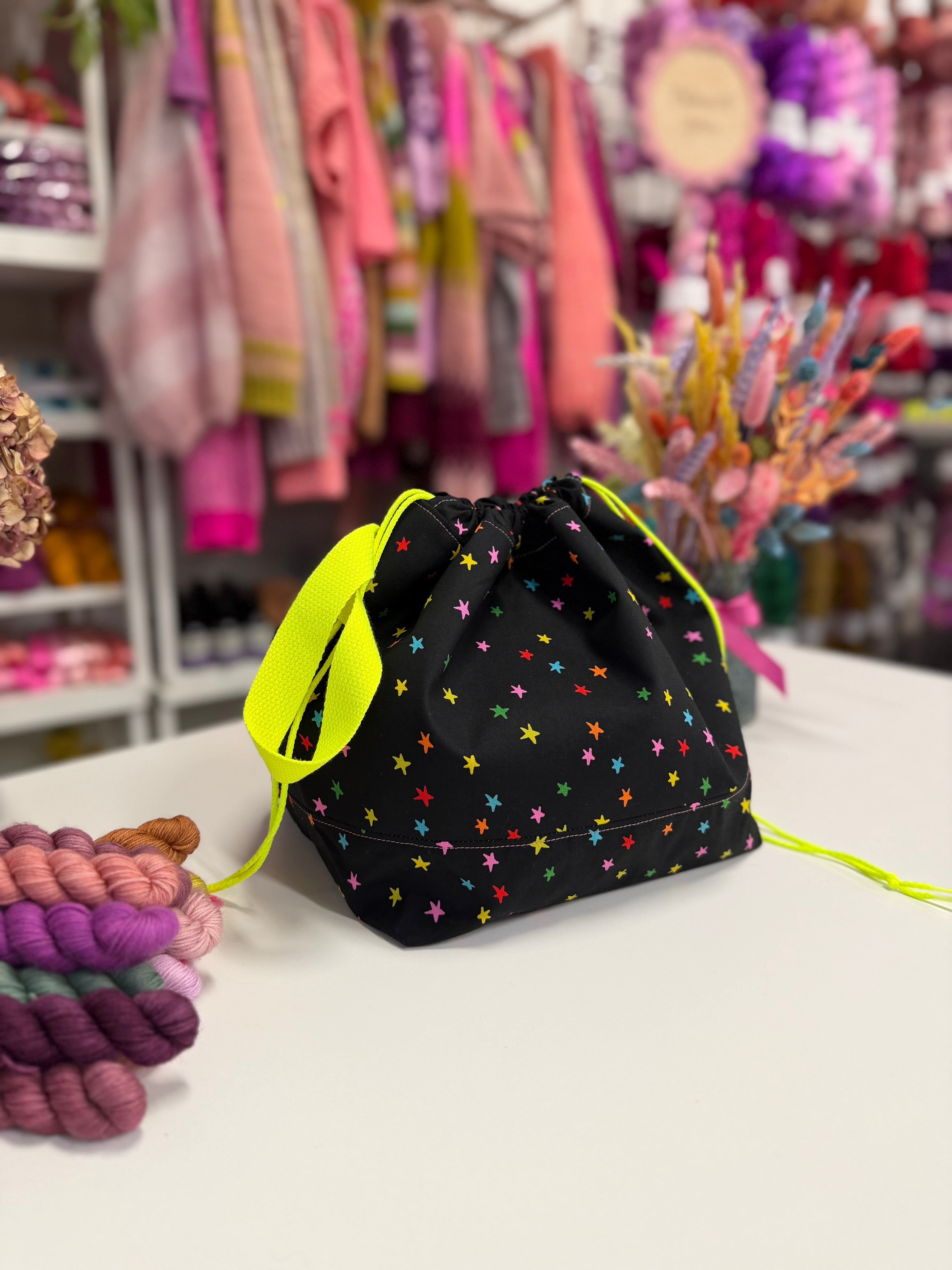 Made to order - Project Bag Style 01 - Neon Mini Stars
