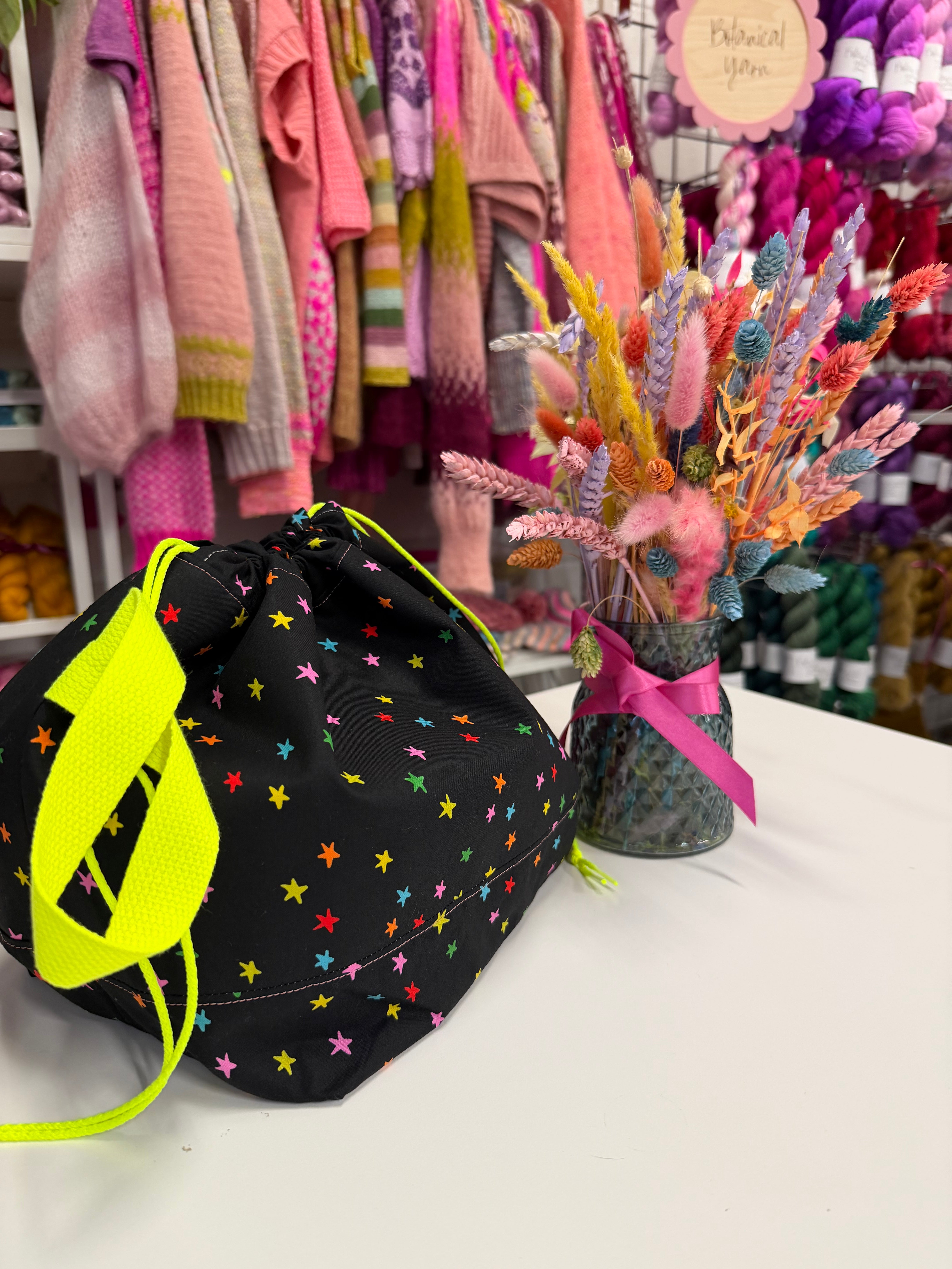Made to order - Project Bag Style 01 - Neon Mini Stars
