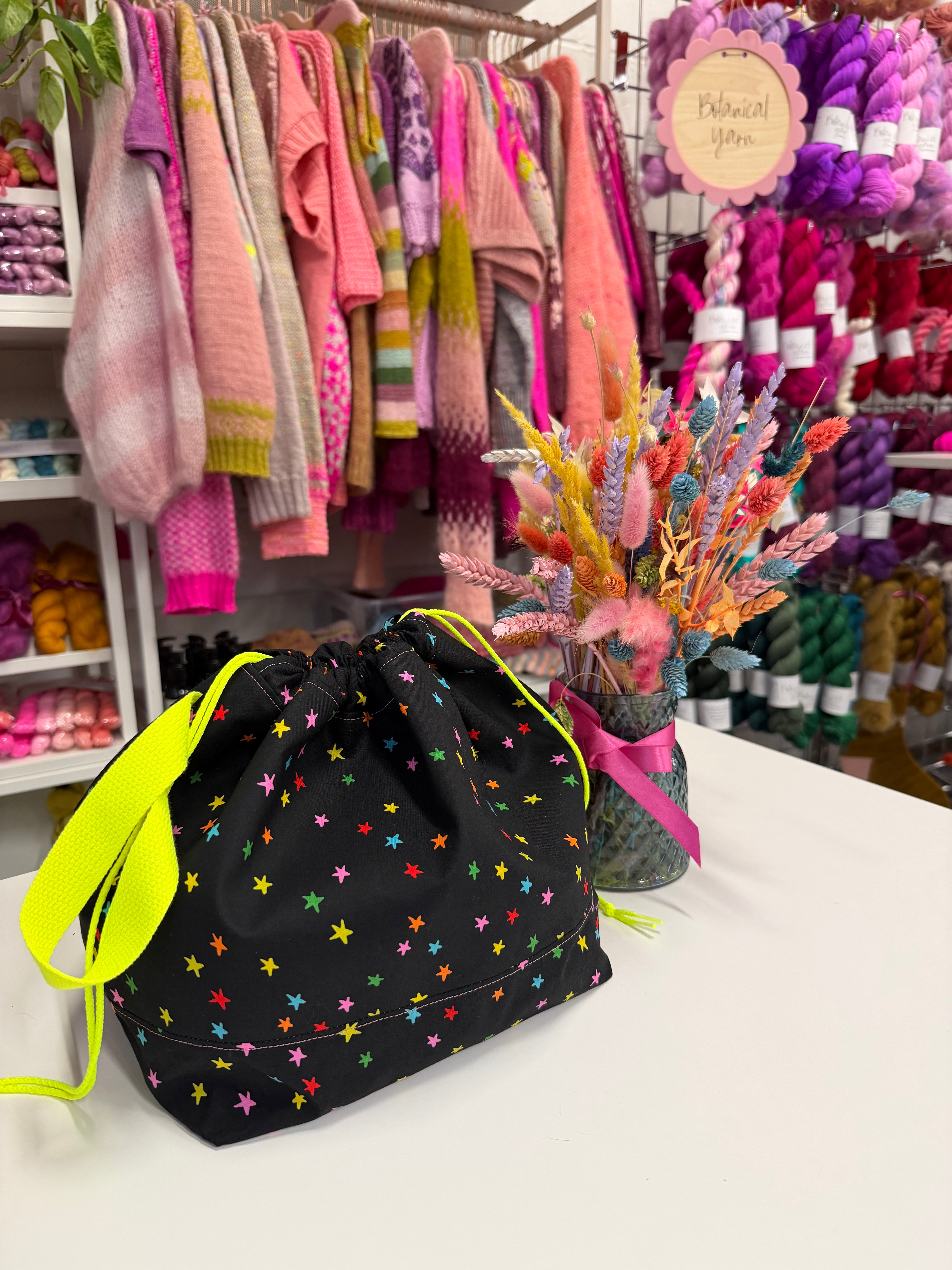 Made to order - Project Bag Style 01 - Neon Mini Stars