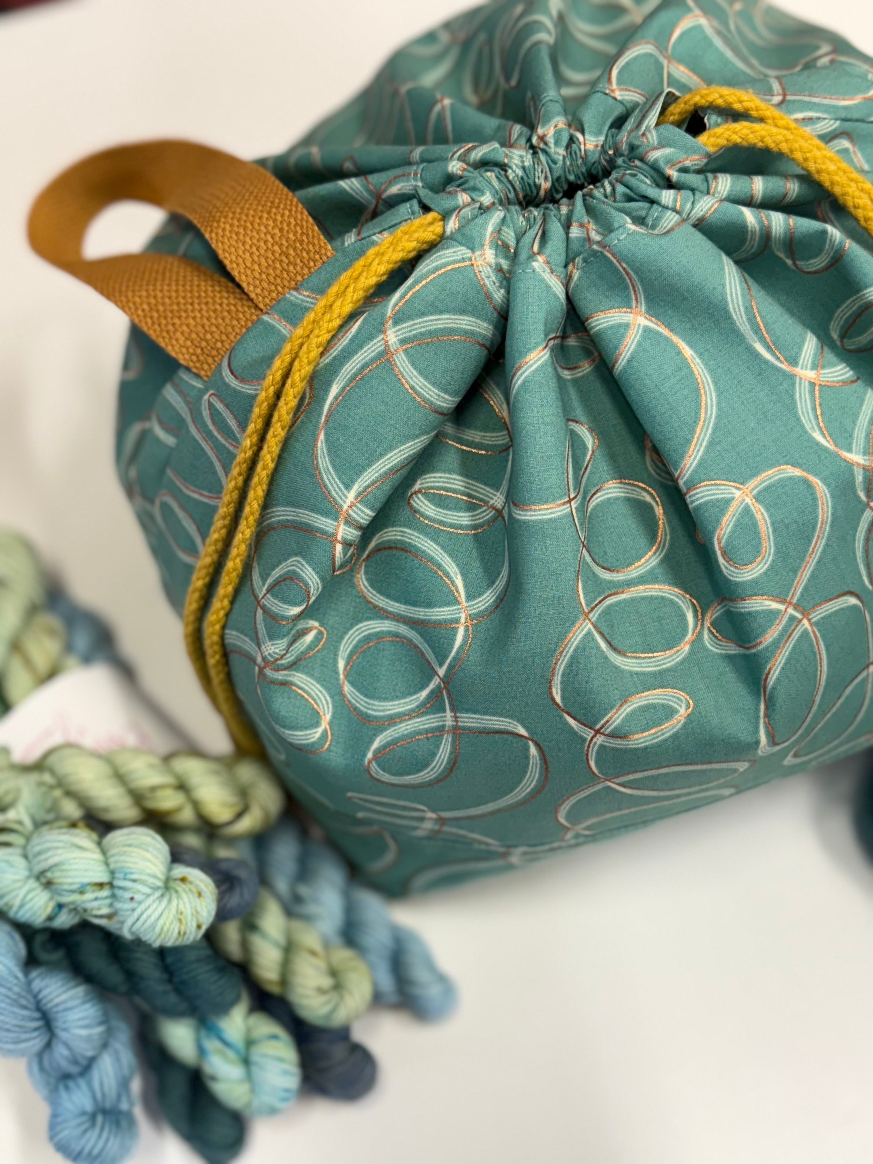 Made to order Project Bag Style 01 - Blue Squiggles