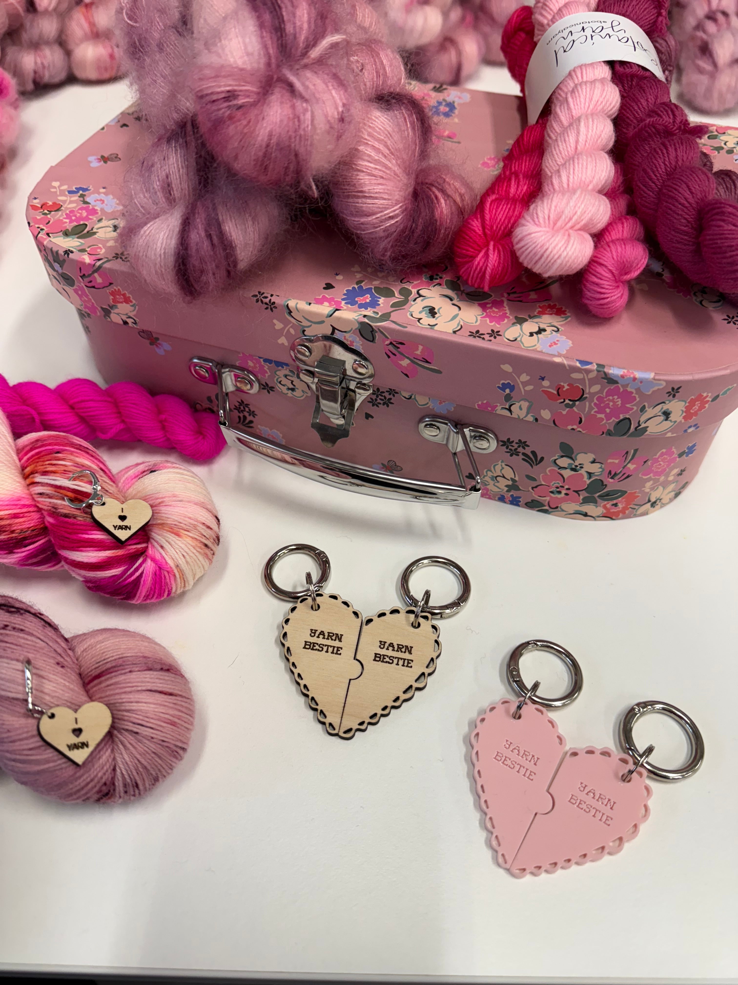 Yarn Bestie Bag Charms / Key Rings made in collaboration with Unwrapped Yarn