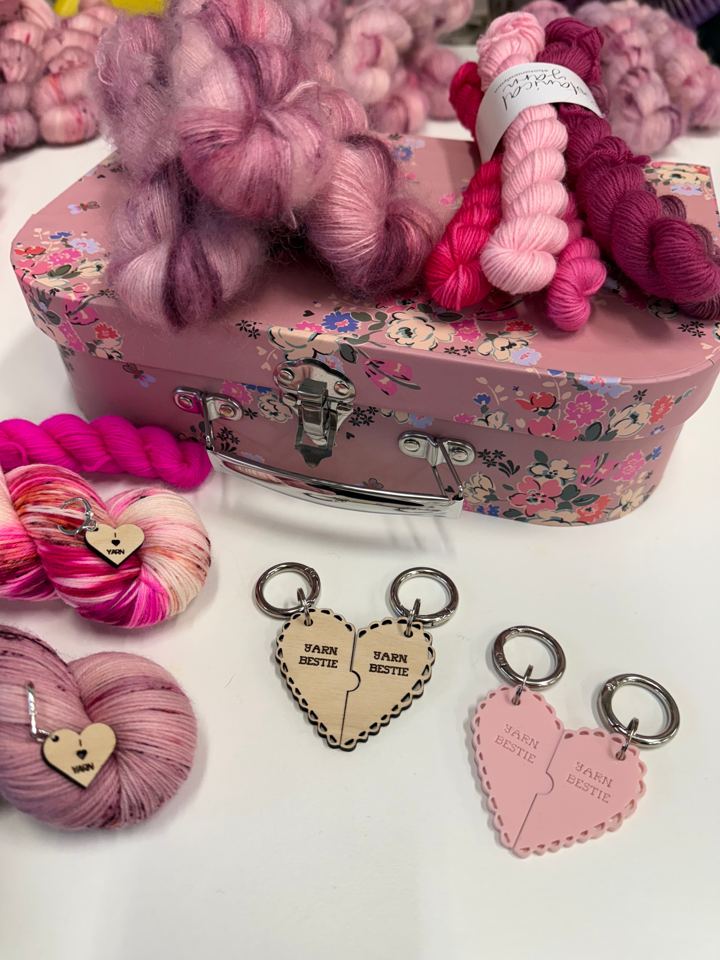 Yarn Bestie Bag Charms / Key Rings made in collaboration with Unwrapped Yarn