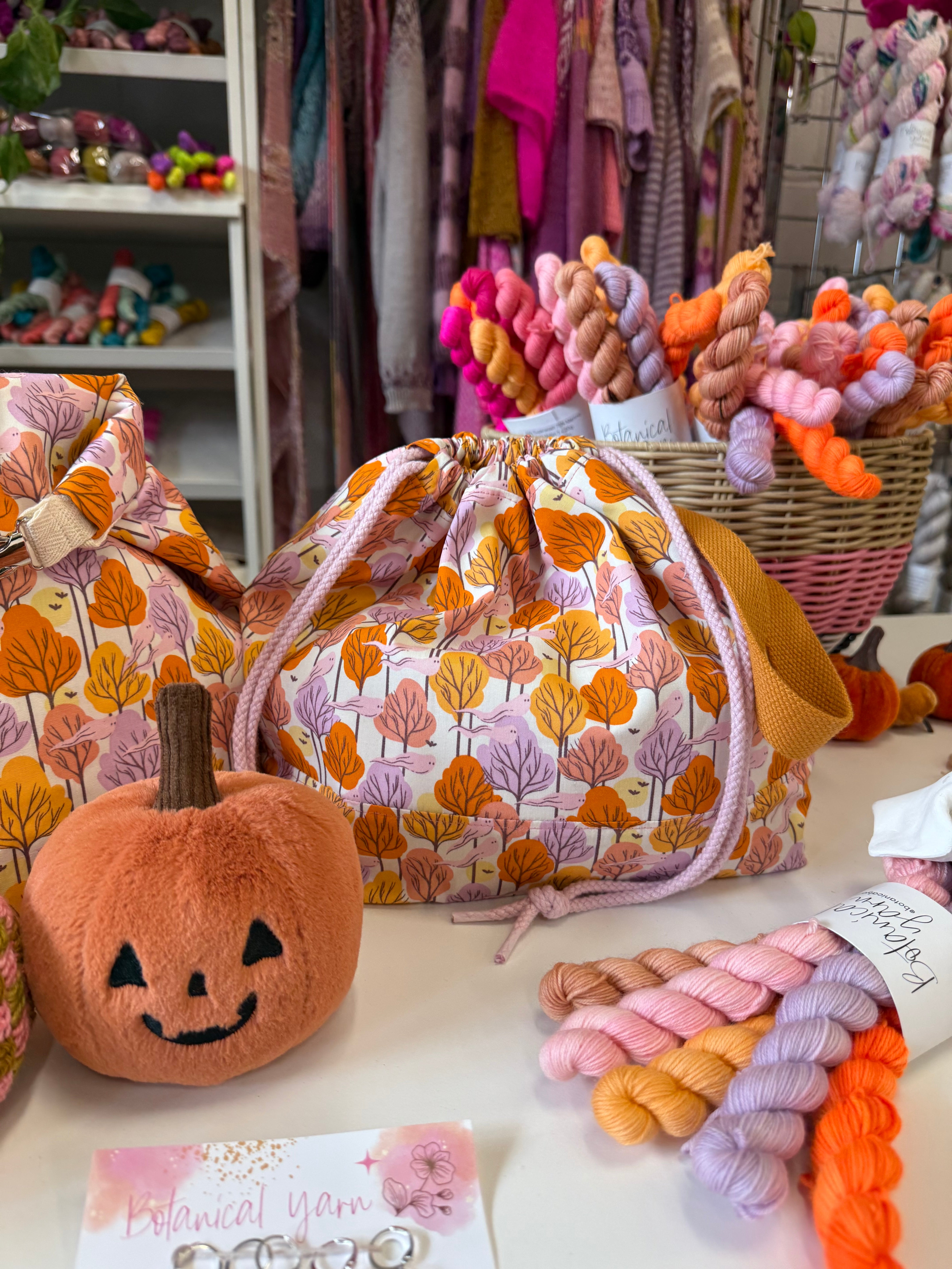 Ready to ship  - Project Bag Style 01 - Ghosting around the trees Halloween Project Bag
