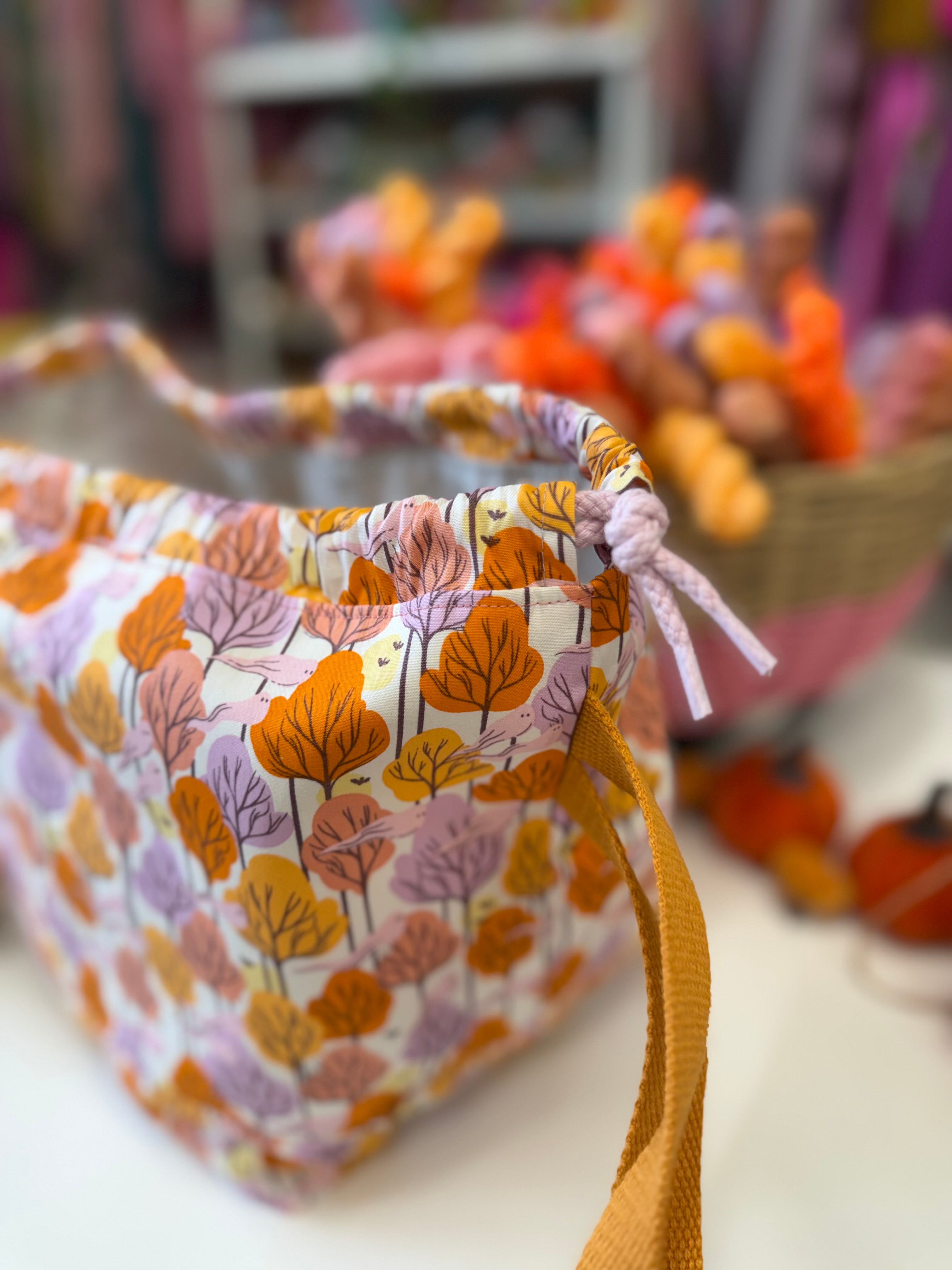 Ready to ship  - Project Bag Style 01 - Ghosting around the trees Halloween Project Bag