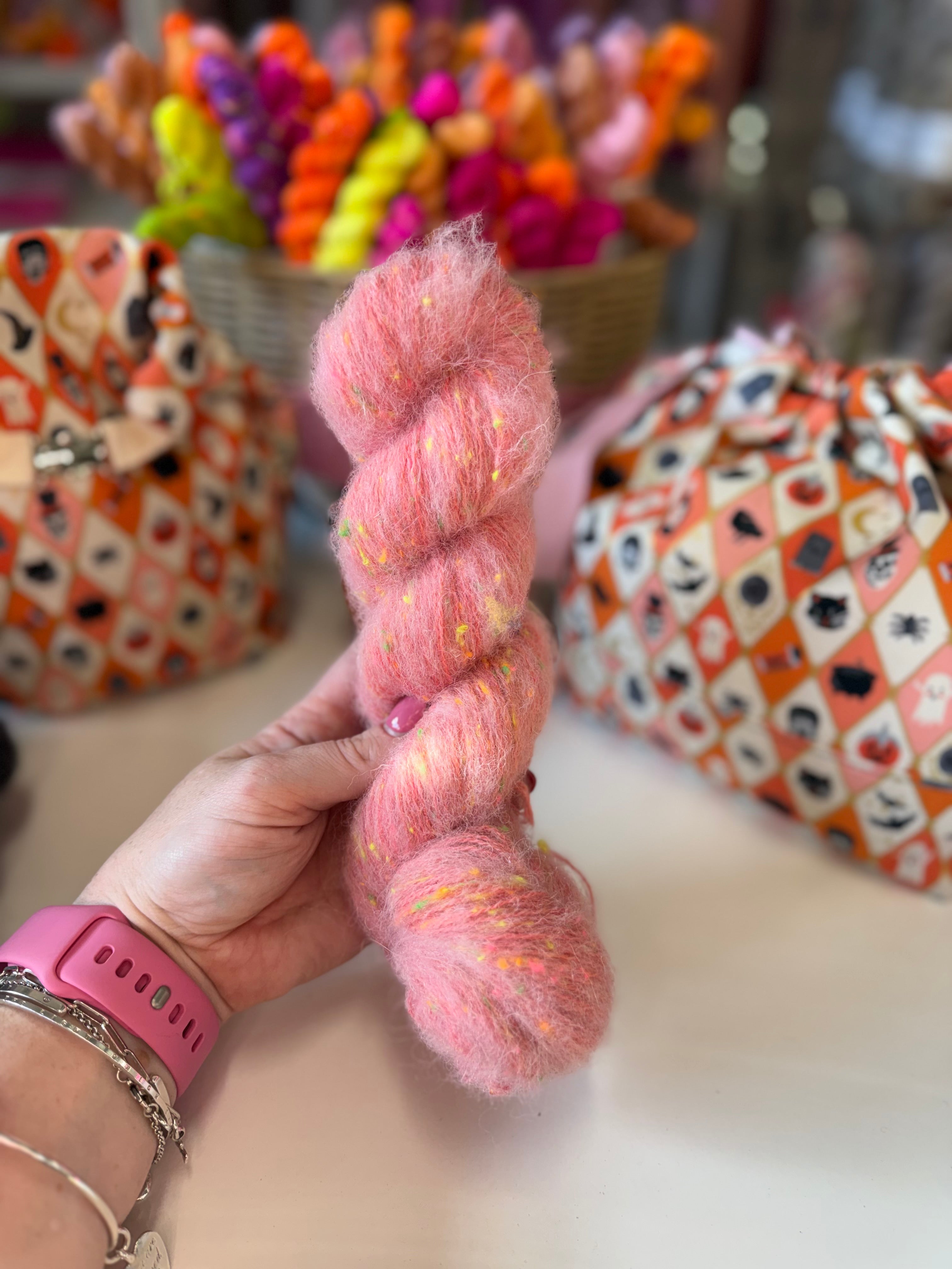 Halloween Neon Nep Fluff Suri Alpaca yarn!