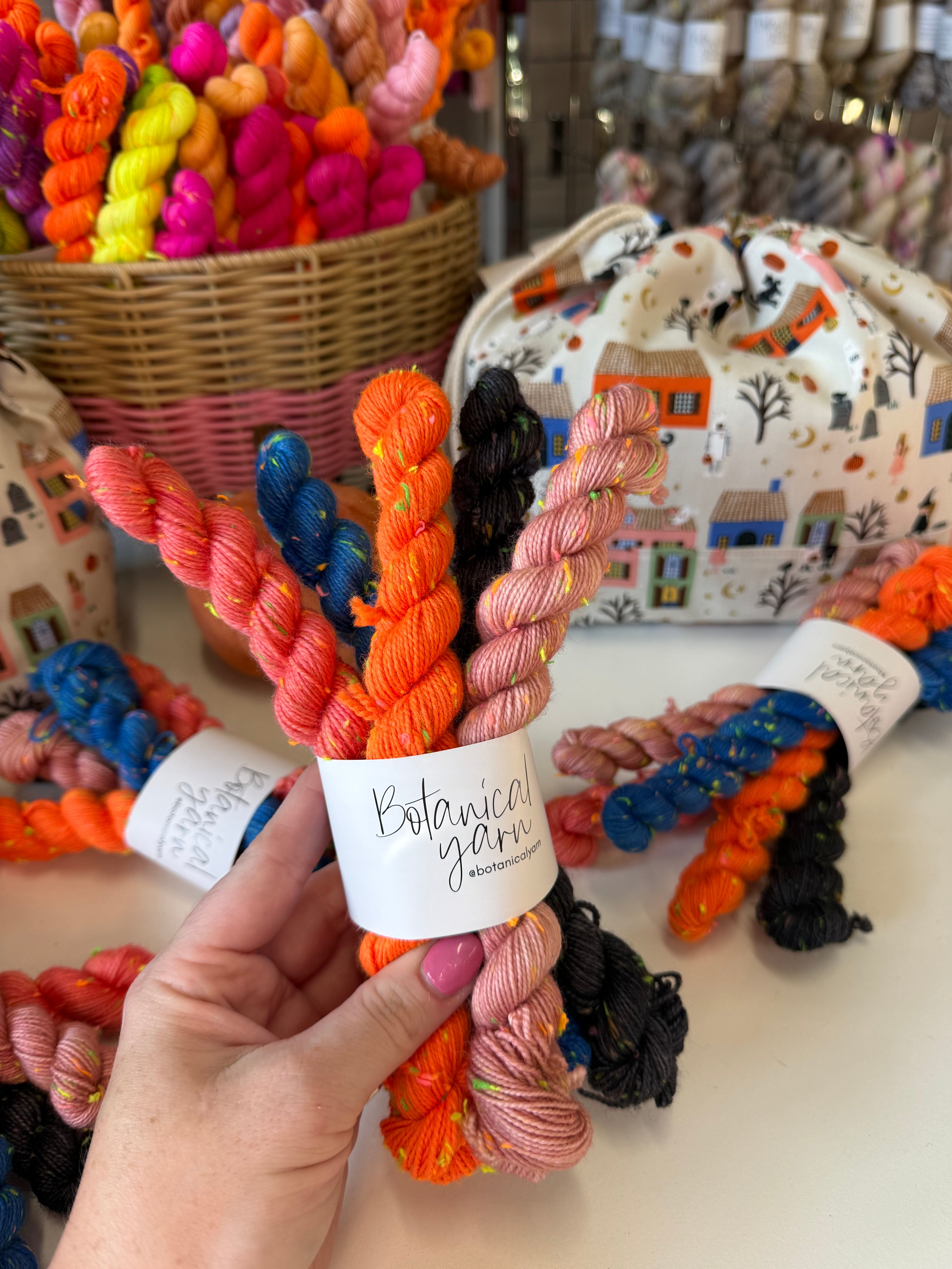 Ready to ship  - Haunted Houses Nep mini skein set