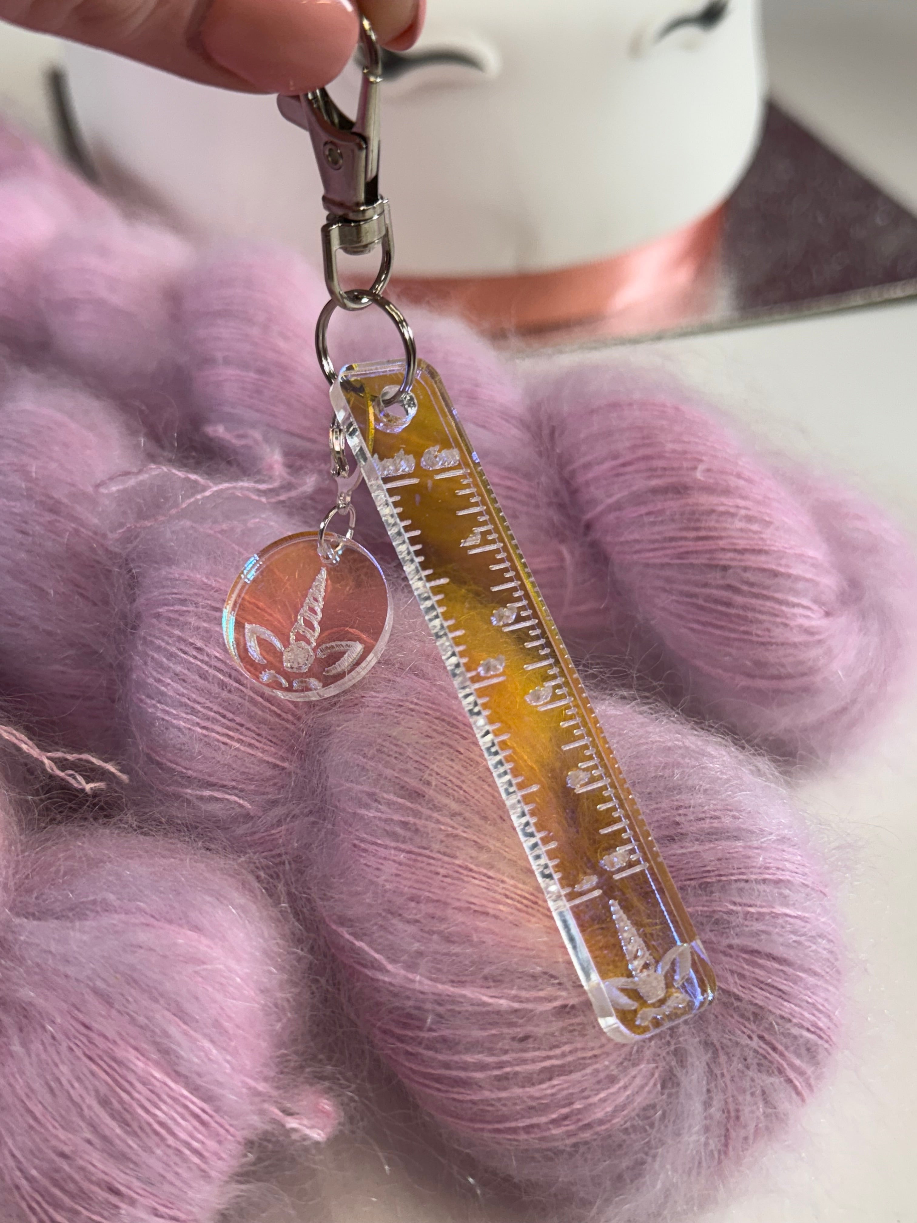 Iridescent Unicorns 2” ruler with charm