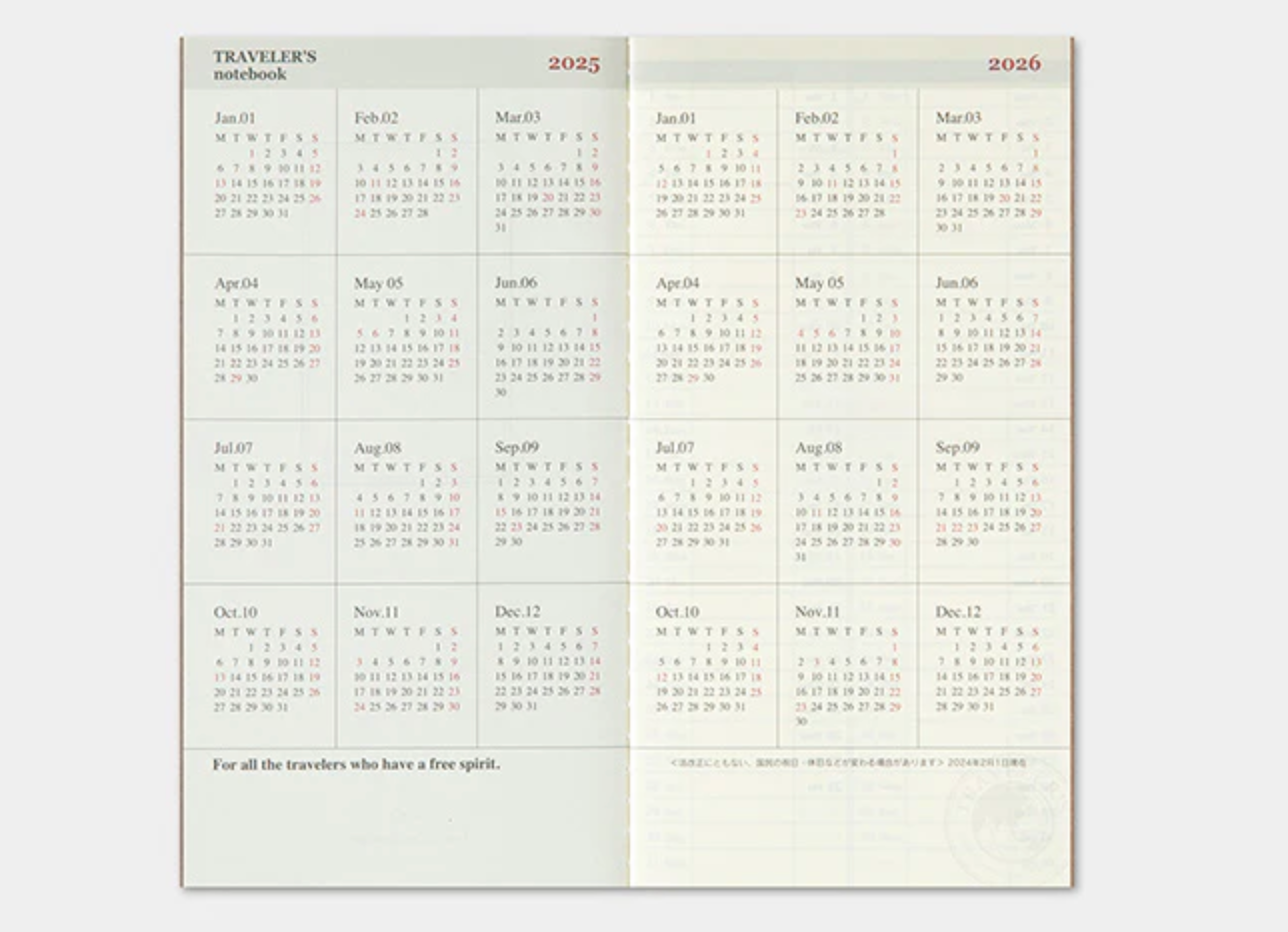 TRAVELER'S Notebook Refill: 2025 Diary Weekly Vertical  Regular Size