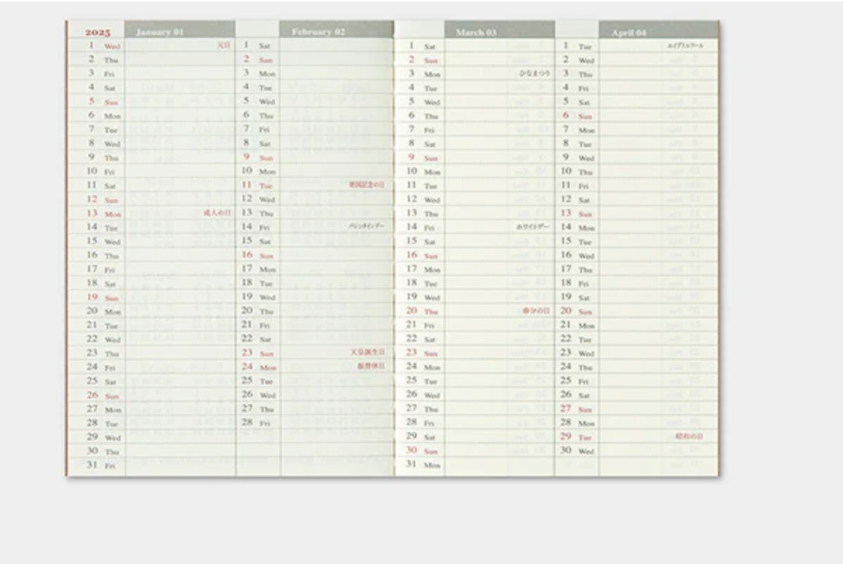 TRAVELER'S Notebook Passport Refill: 2025 Diary Weekly Preorder Passport Size