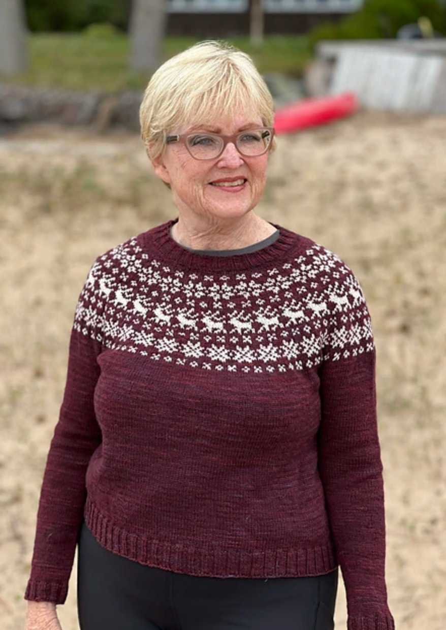 Festive Yoke Pullover kit by Skeindeer Knits