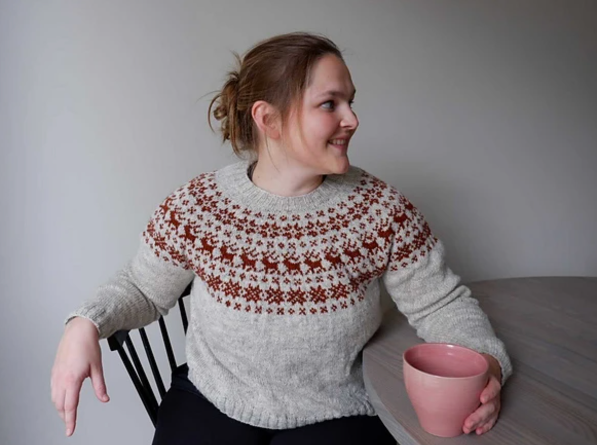 Festive Yoke Pullover kit by Skeindeer Knits