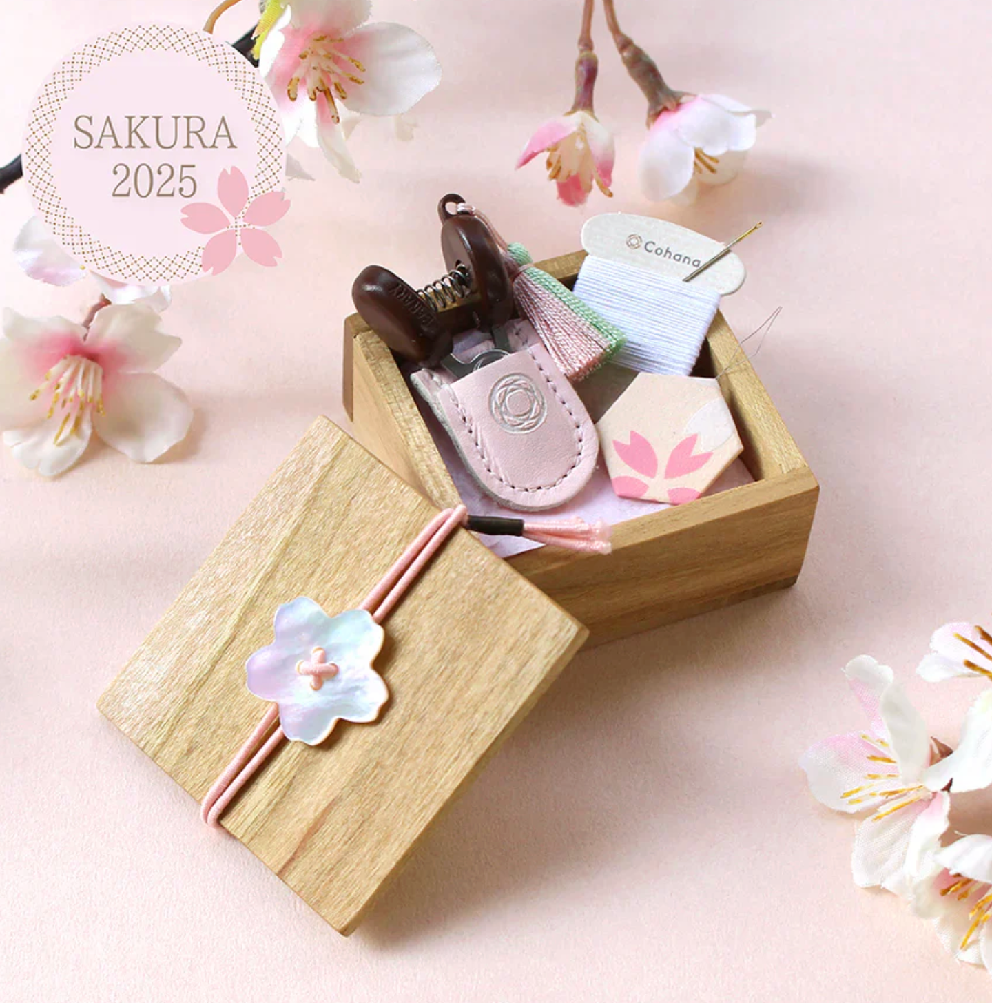 Cohana – Sakura Edition 2025 – Mini Sewing Set in Wooden Box