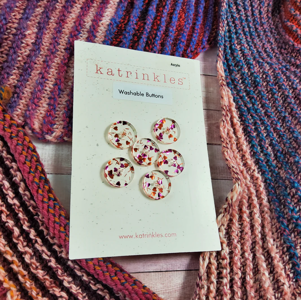 Katrinkles Valentine's Day Glitter Heart Buttons