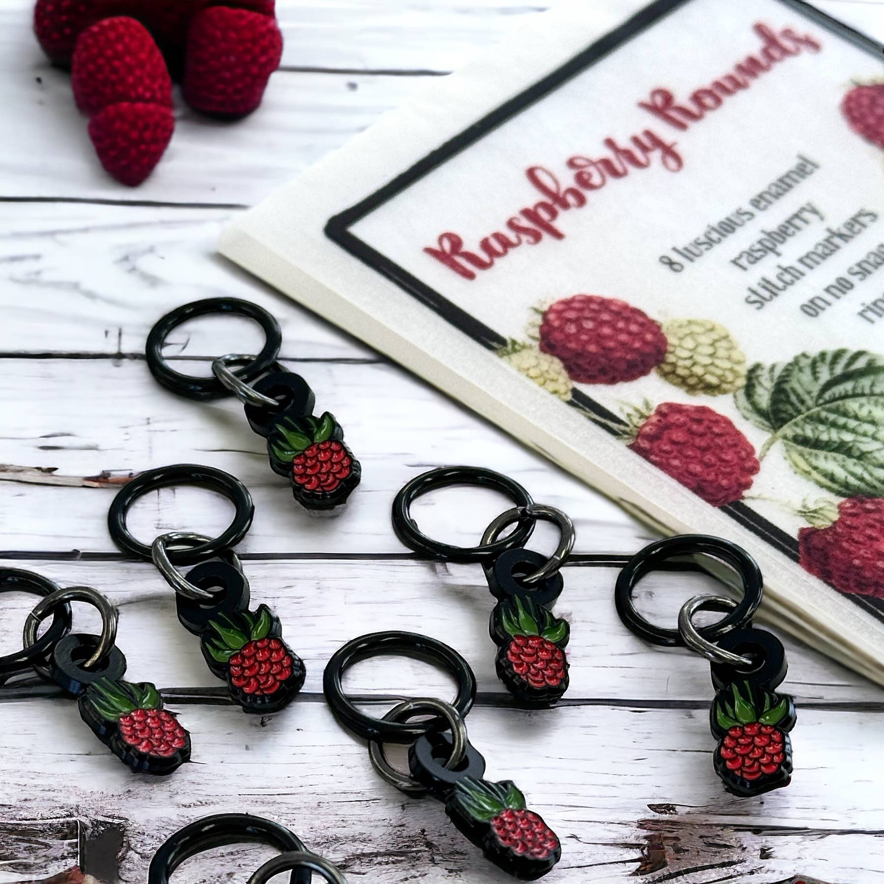Raspberry stitch markers for knitting