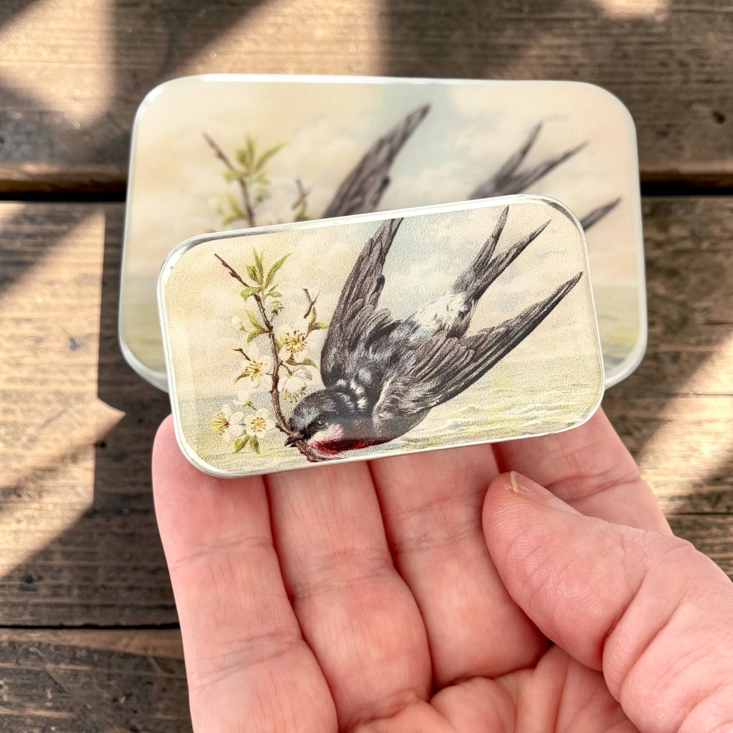 Spring Swallow Notions Tin
