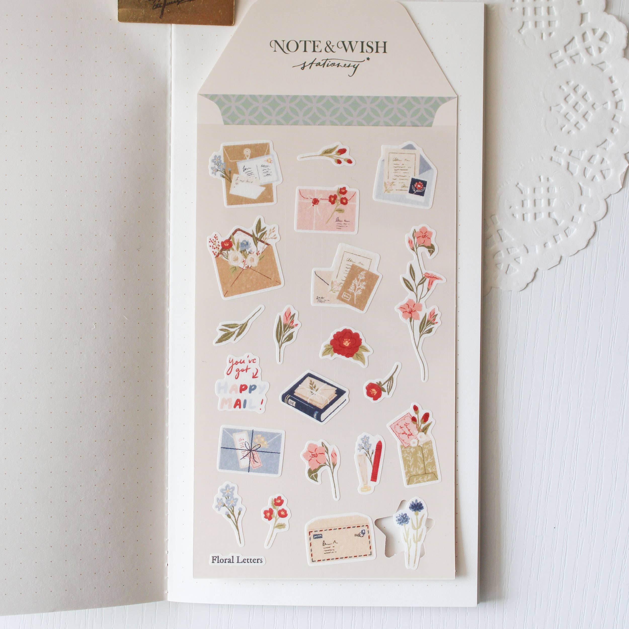 Floral Letters Journal Stickers - Letter Writing