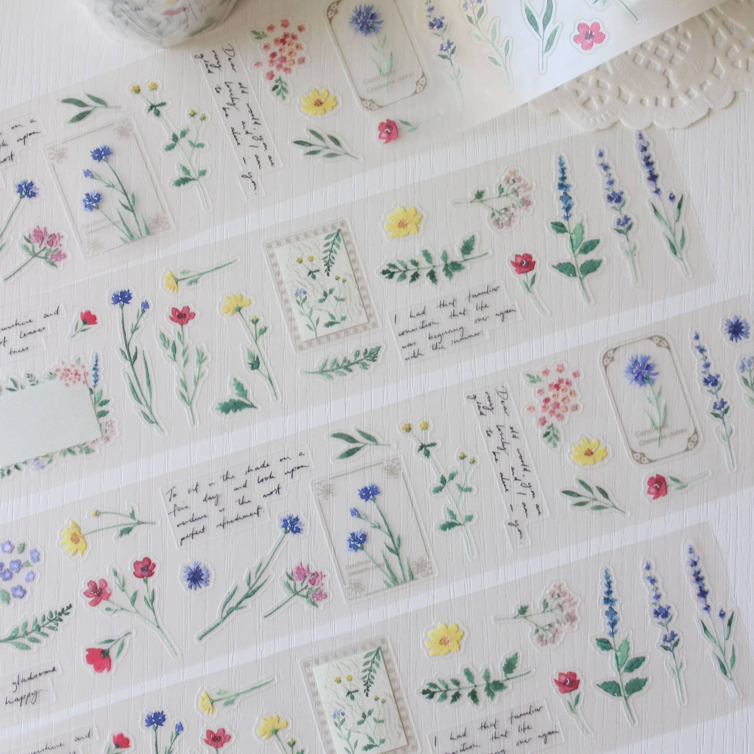 Wildflower Pre-Cut PET Tape - Wide Watercolour Washi Tape