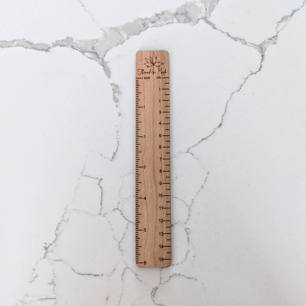 Thread & Maple Magnetic Cherry Wood Ruler 6"