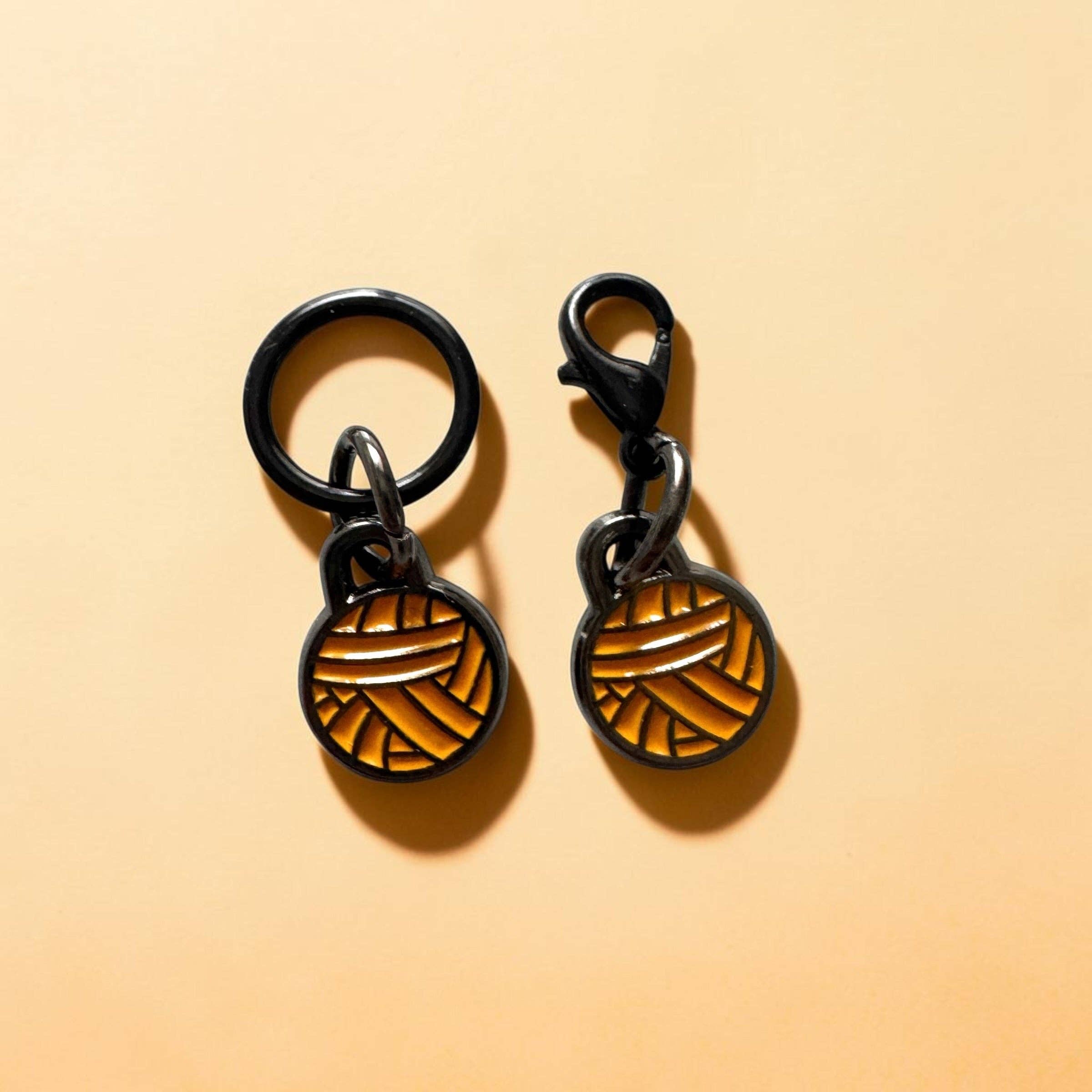 Marigold Yarn Ball Stitch Marker single– Enamel Knitting Marker