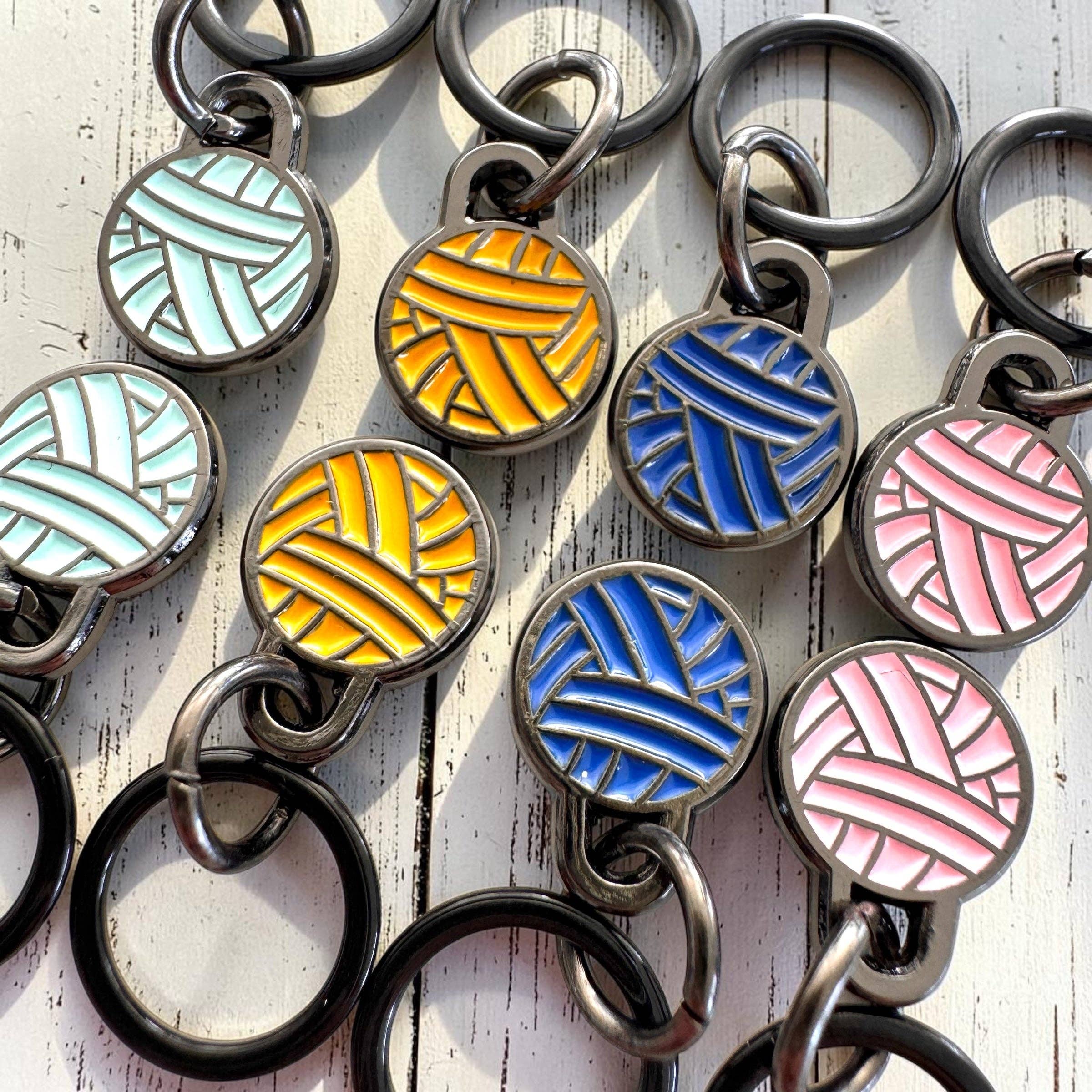 From the Yarn Shelf – Yarn Ball Stitch Marker Set (Set of 8) | Knitting Stitch Markers