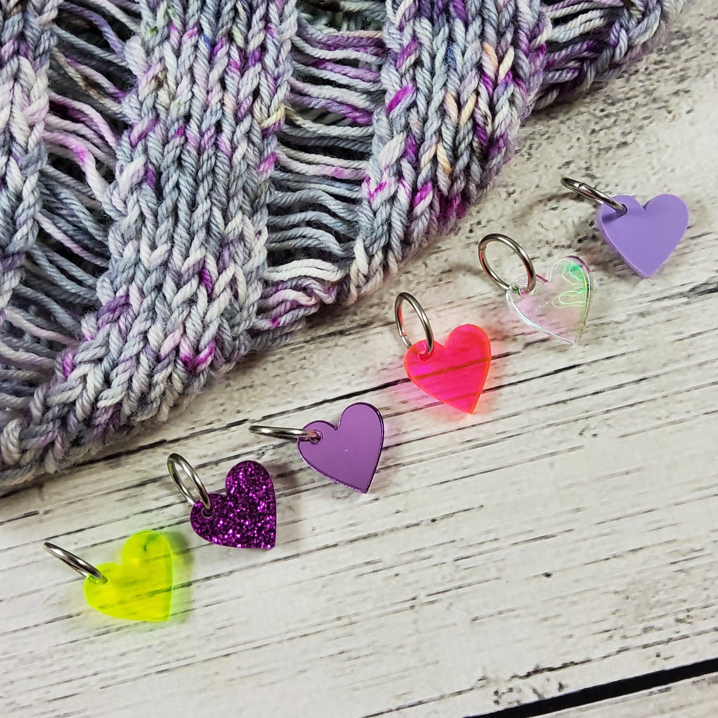 Katrinkles Acrylic Heart Shape Stitch Marker Set