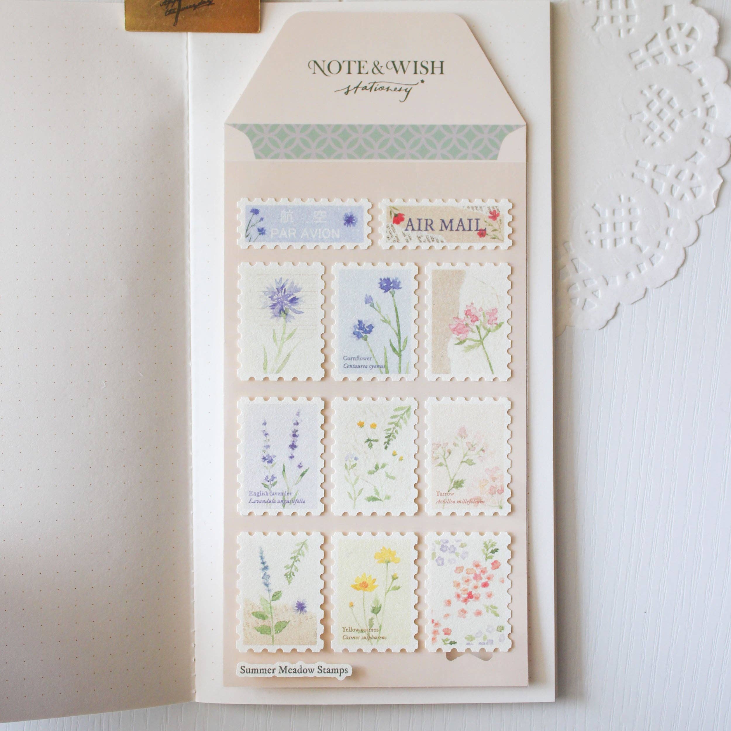Floral Postage Stamp Stickers - Summer Meadow Stamps