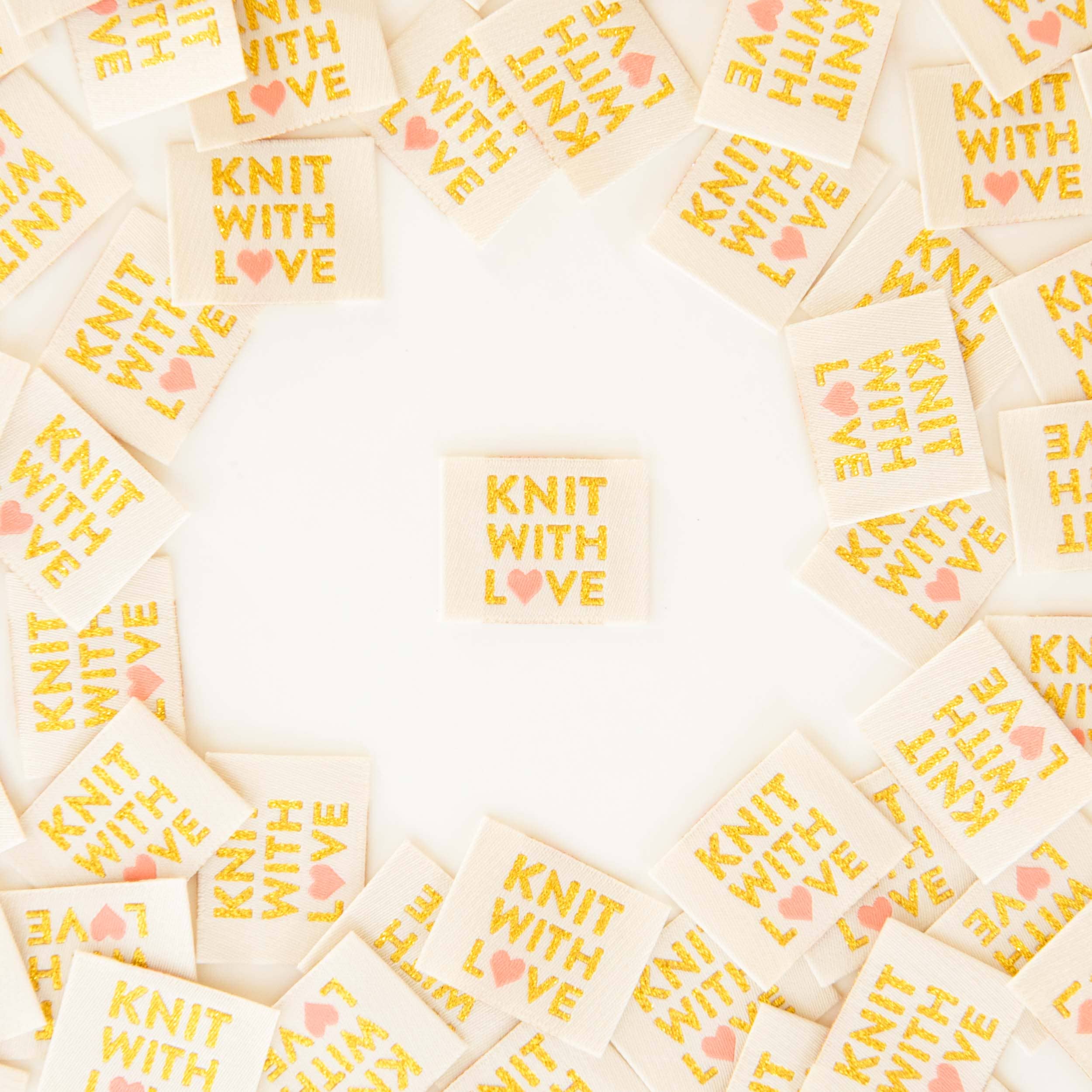 Knit with Love Woven Labels - Knitting Sewing Clothing Label