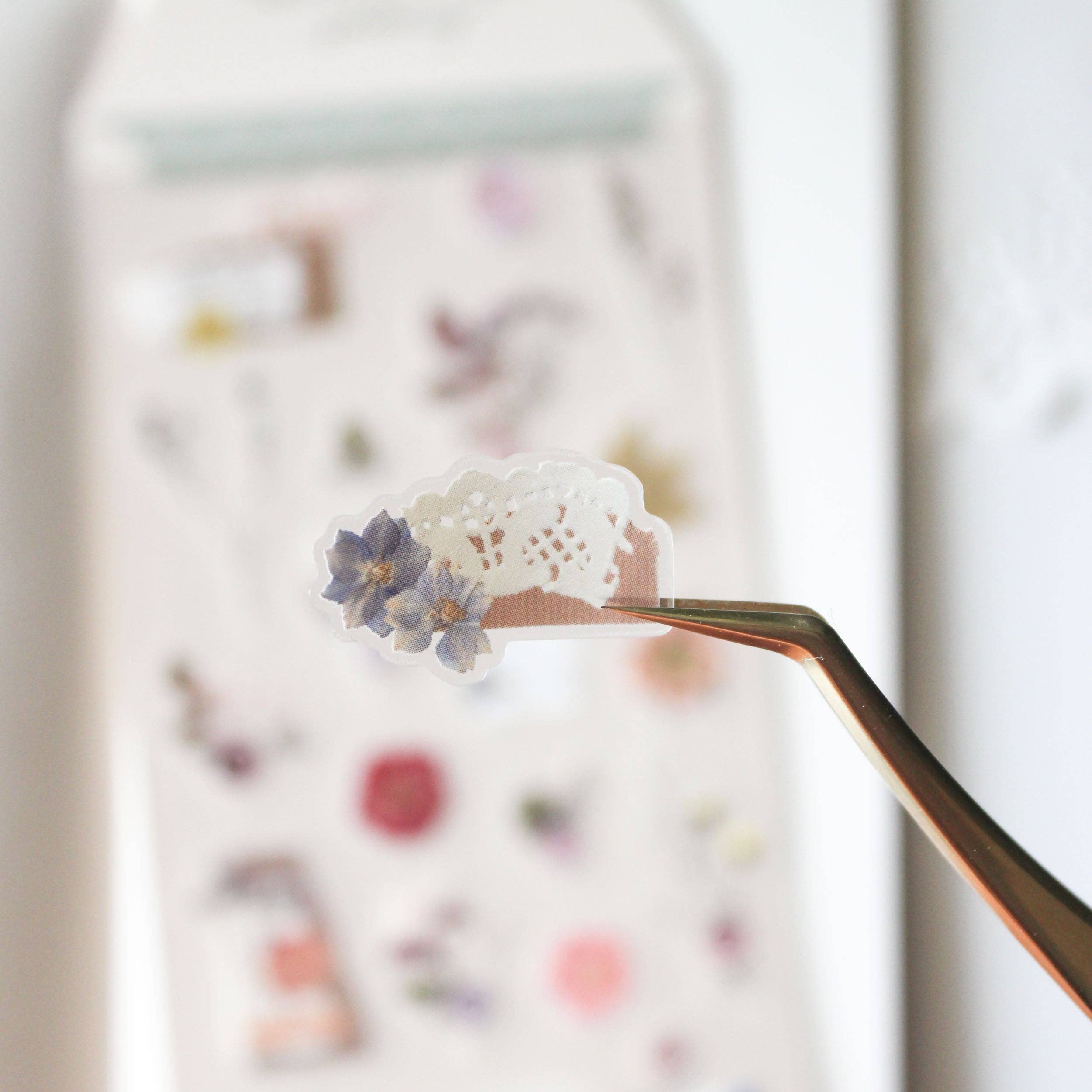 Vintage Botanical Journal Stickers - Pressed Petals PVC Sticker Sheet