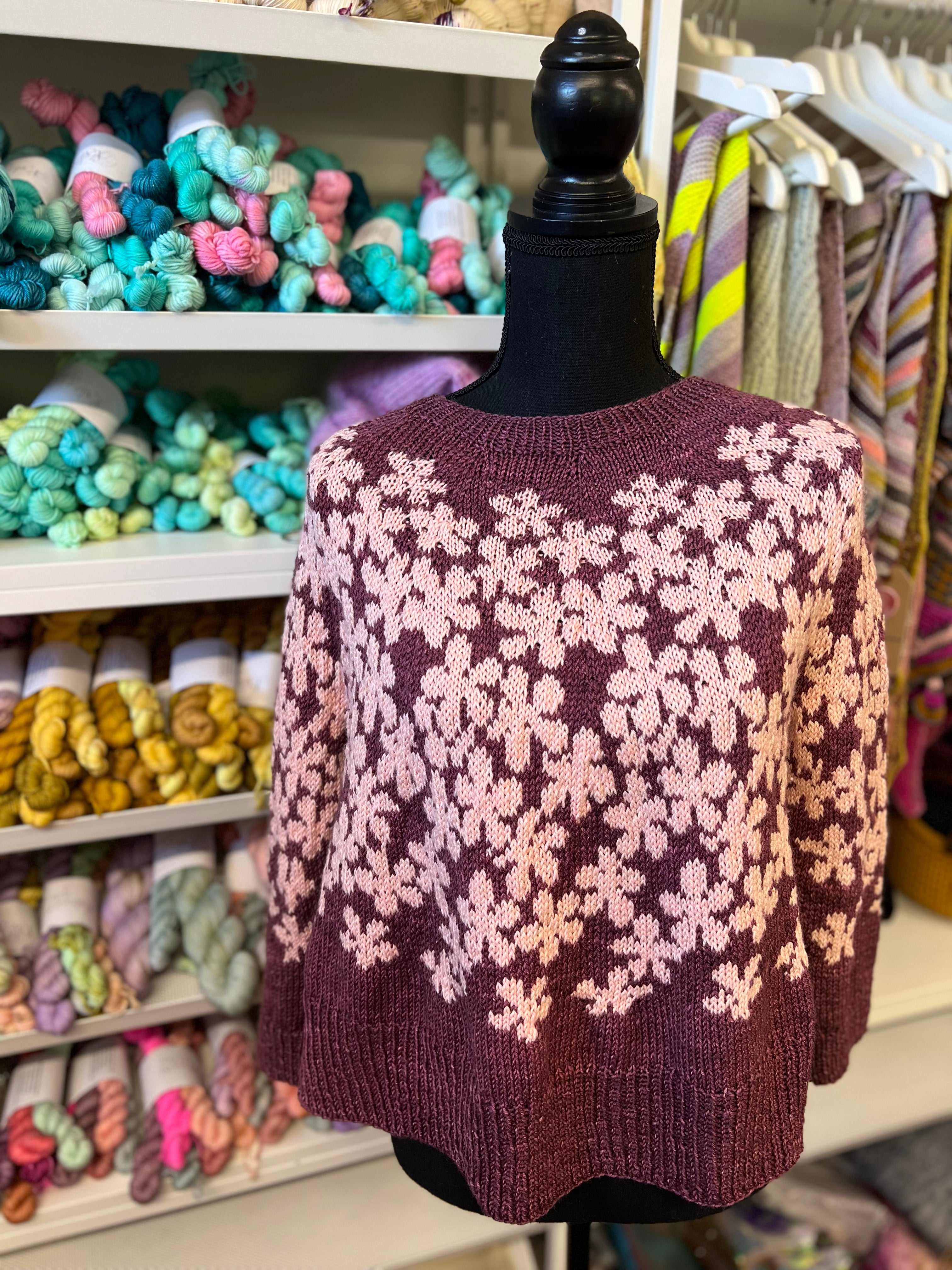 Alyssum Sweater Kit by Tomomi Yoshimoto botanical yarn