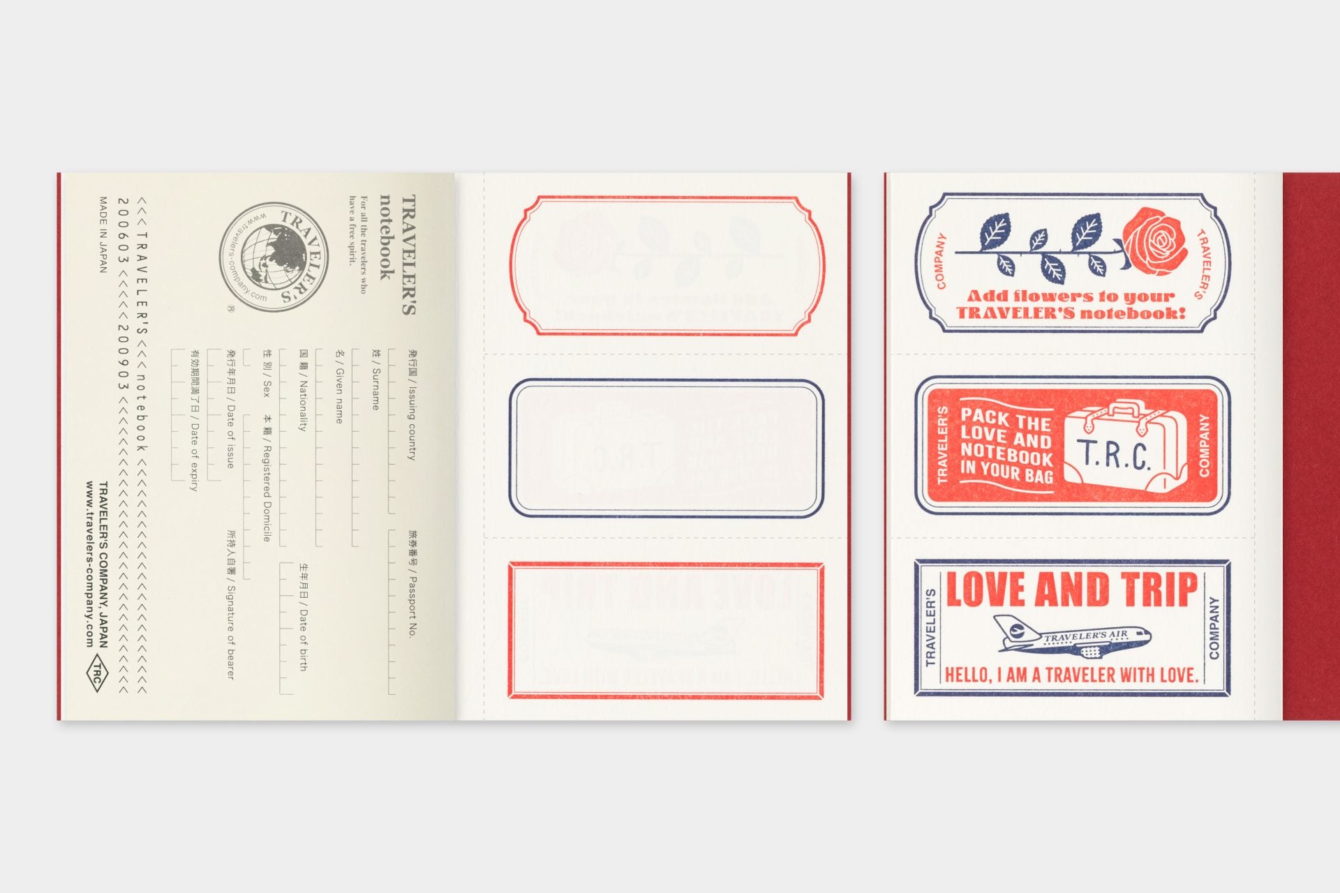 Traveler's Notebook Passport Refill Love and Trip Edition