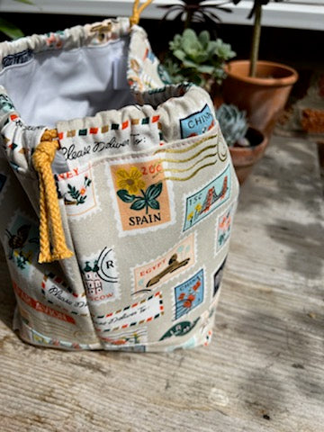 Made to order - Botanical yarn - Project bag style 01 -  Postage Stamp