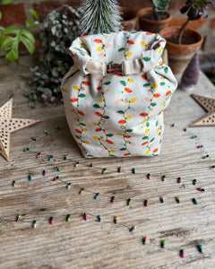 READY TO SHIP -  Project Bag Style 04 - Roll Top - Fairy Lights