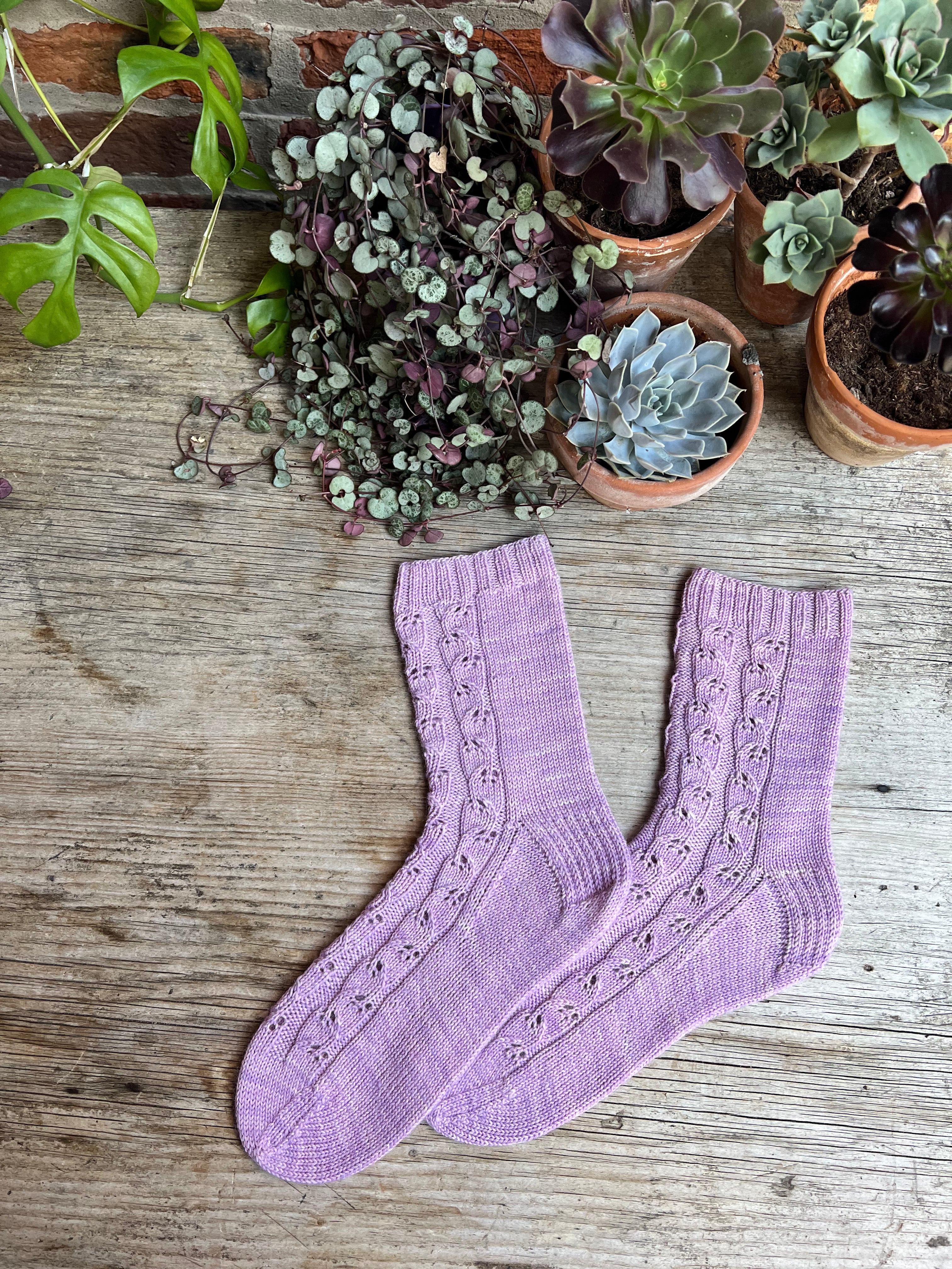 September’s Twinset & Purl Sock Club Lavender Moonflower Socks